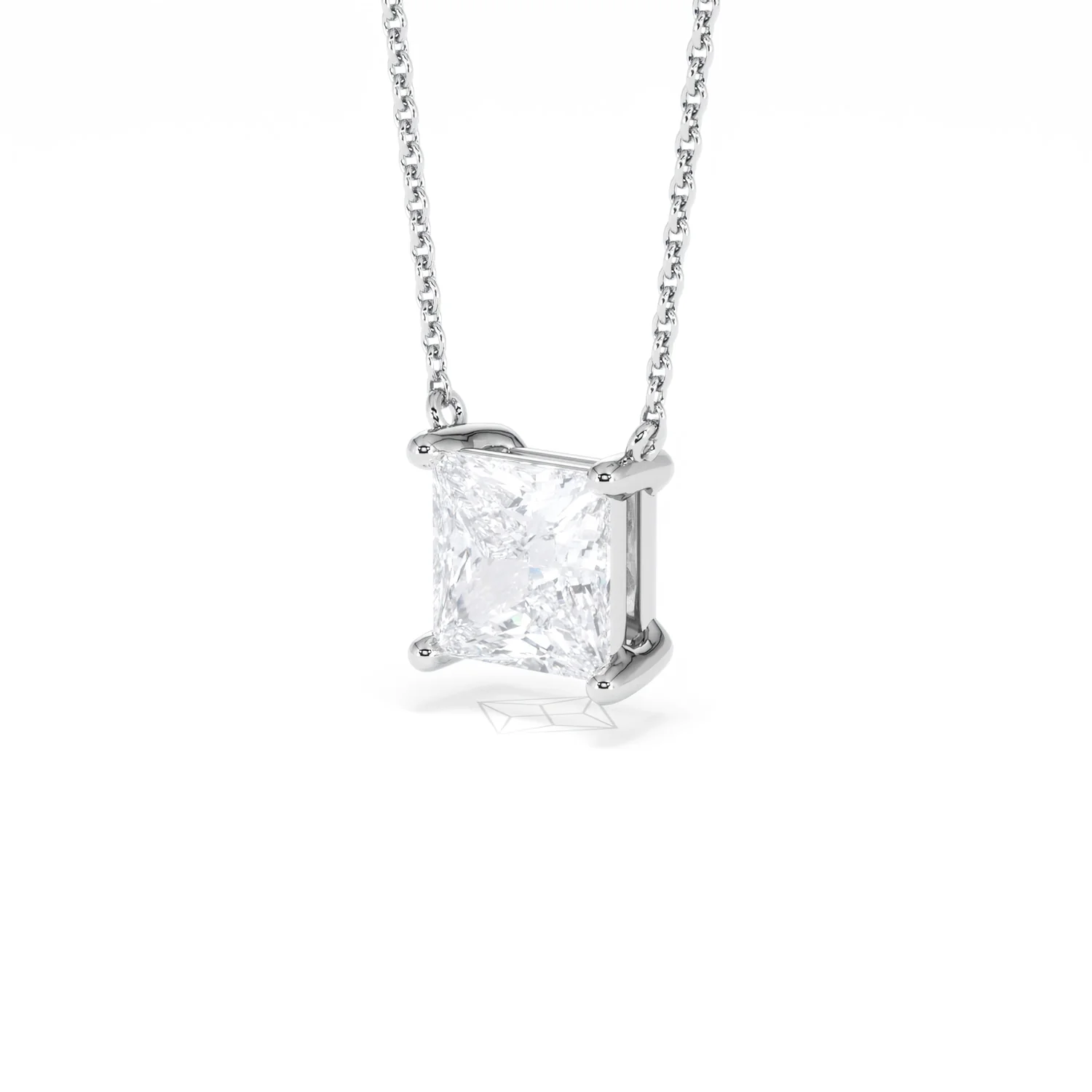 Wanderlust Floating Princess Cut Lab Diamond Solitaire Necklace 2.00ct H/SI in 9K White Gold - Image 81