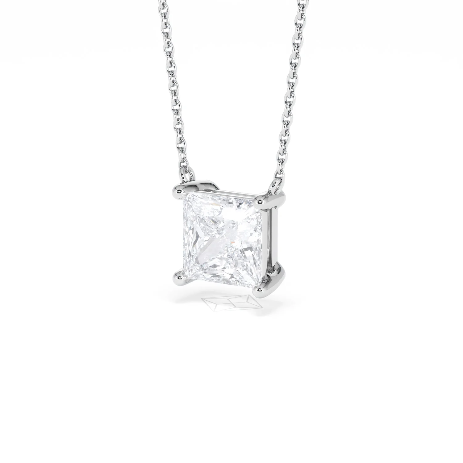Wanderlust Floating Princess Cut Lab Diamond Solitaire Necklace 2.00ct H/SI in 9K White Gold - Image 82
