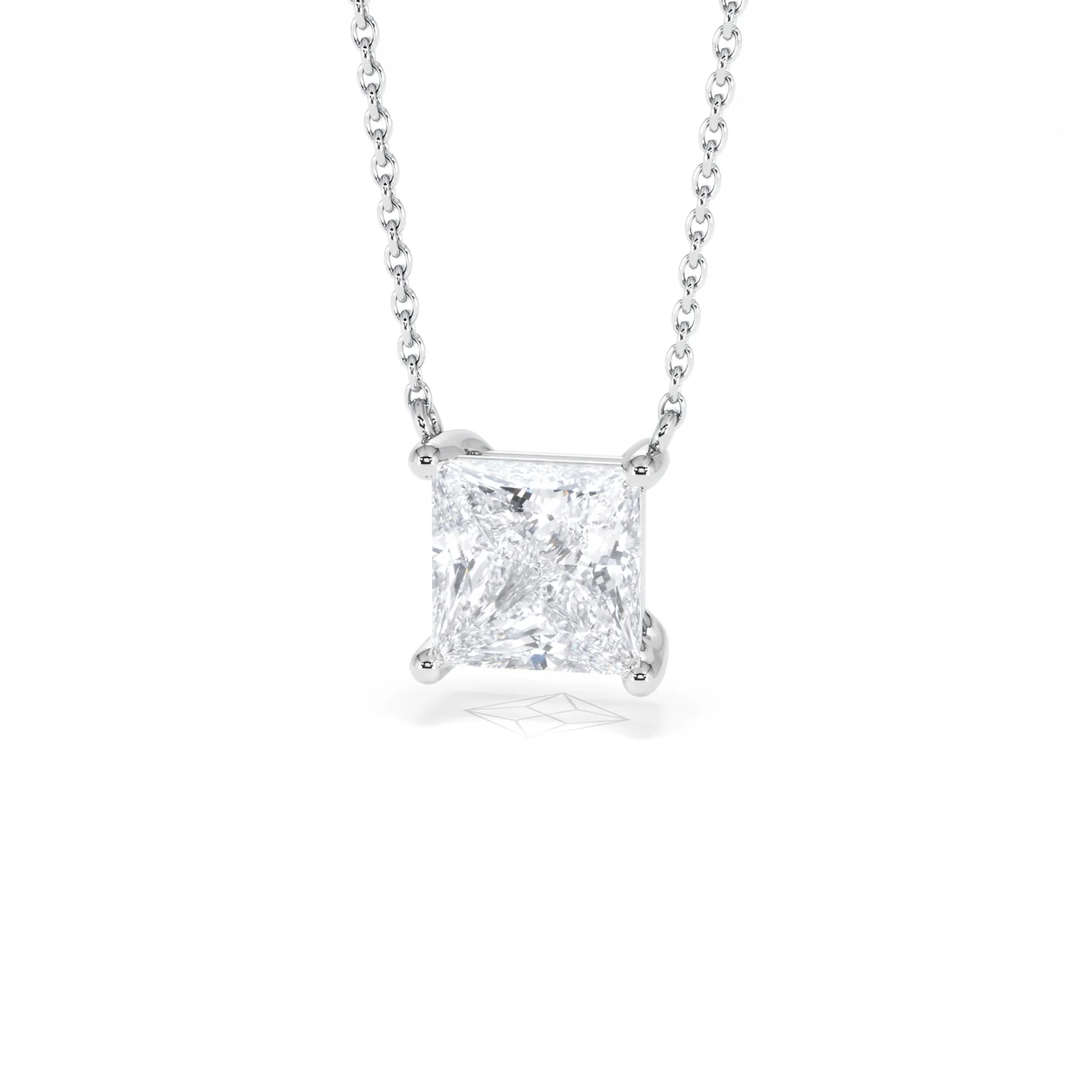 Wanderlust Floating Princess Cut Lab Diamond Solitaire Necklace 2.00ct H/SI in 9K White Gold - Image 86