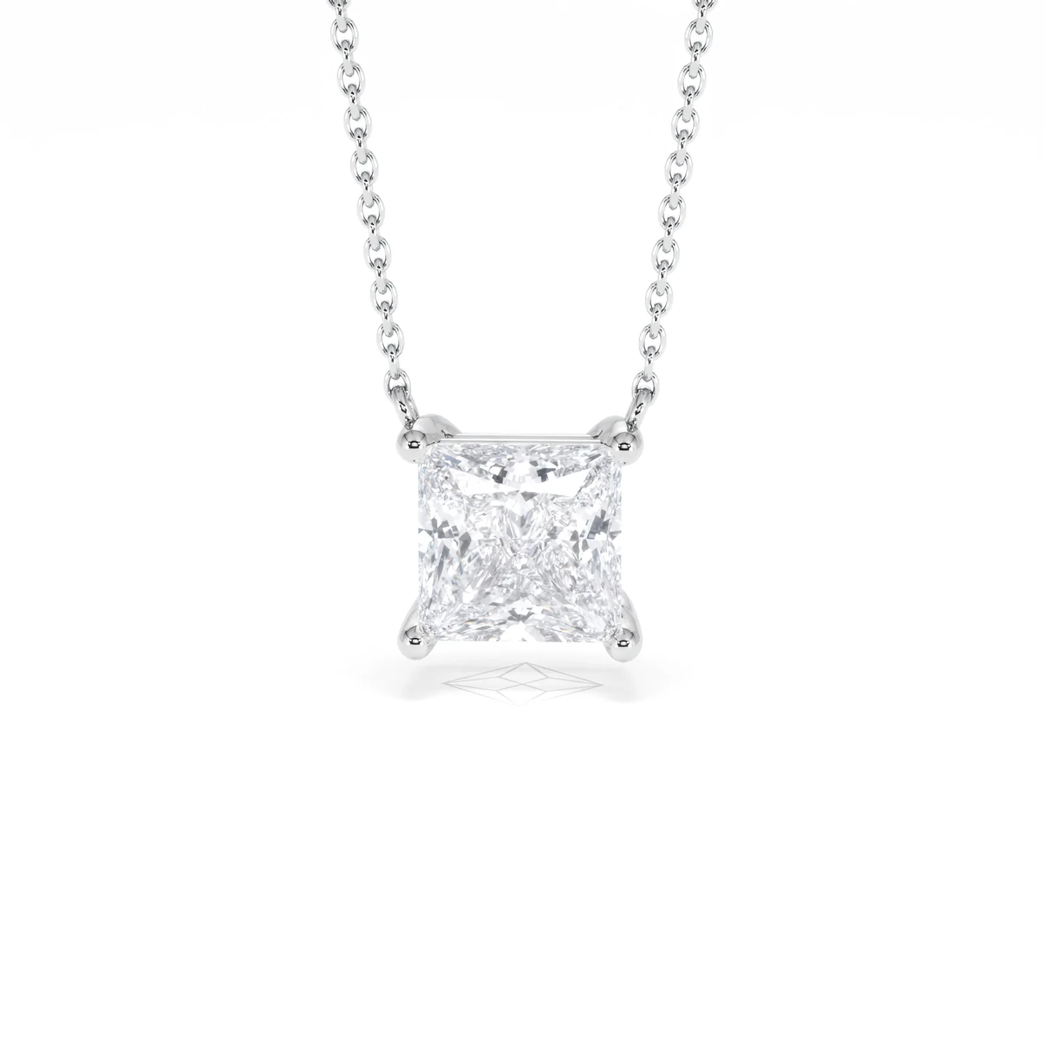 Wanderlust Floating Princess Cut Lab Diamond Solitaire Necklace 2.00ct H/SI in 9K White Gold - Image 88