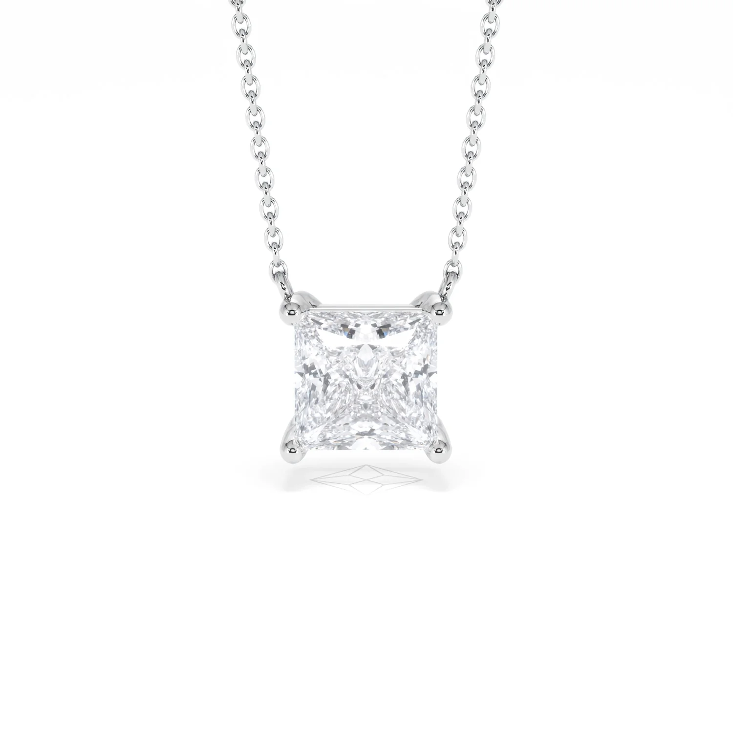 Wanderlust Floating Princess Cut Lab Diamond Solitaire Necklace 2.00ct H/SI in 9K White Gold - Image 9