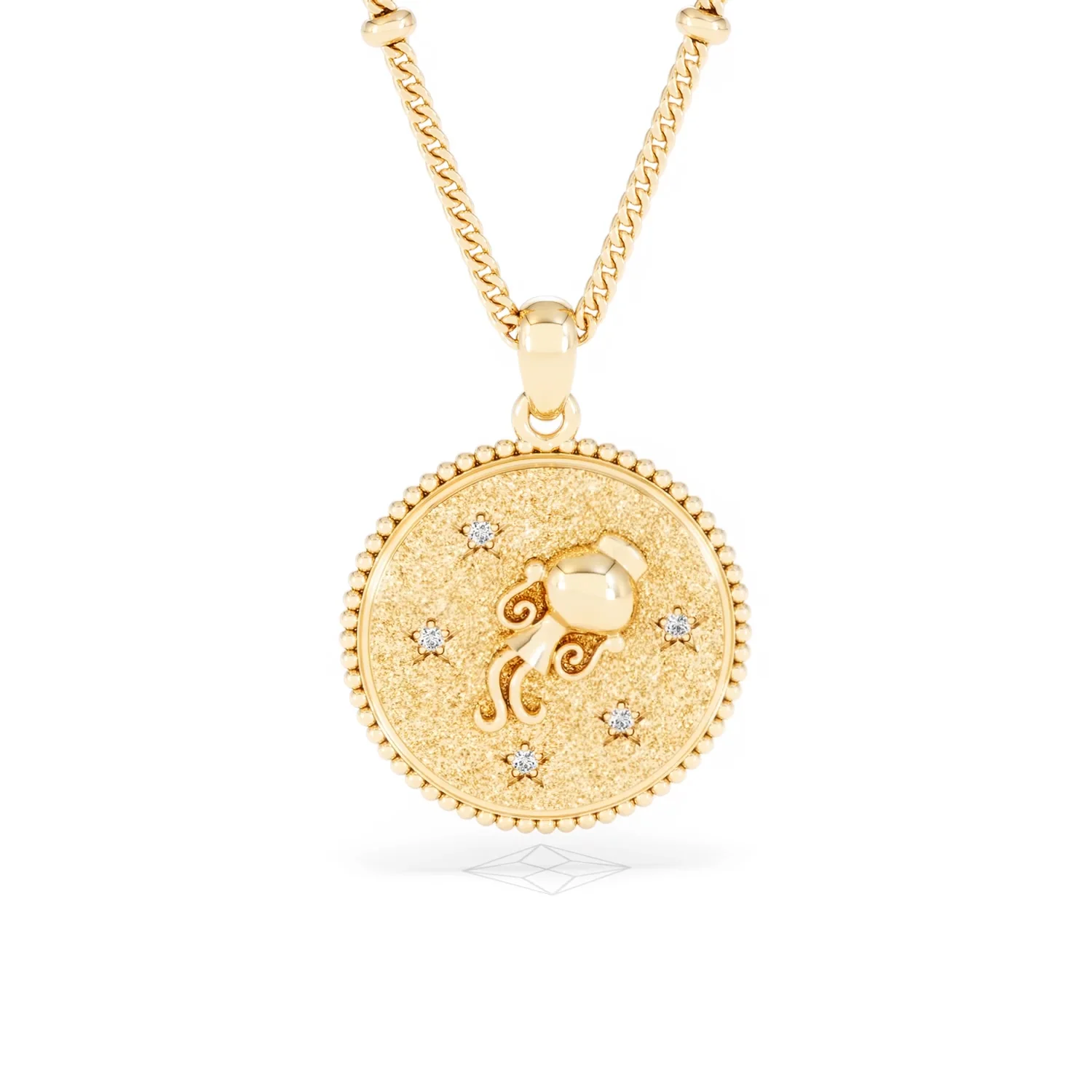 Zodiac Aquarius Necklace Medallion Lab Grown 0.02ct in 18K Gold Vermeil - Image 10