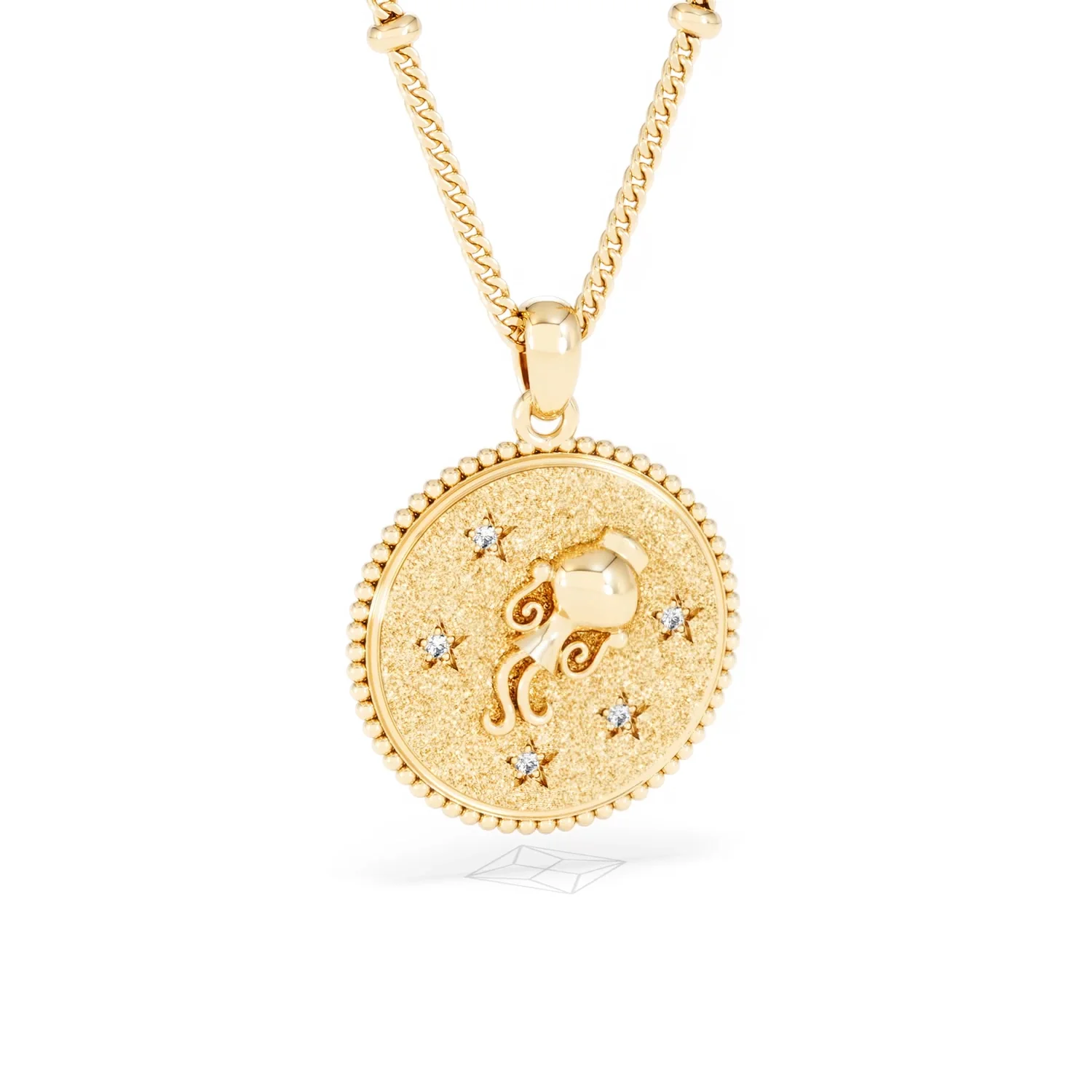 Zodiac Aquarius Necklace Medallion Lab Grown 0.02ct in 18K Gold Vermeil - Image 13