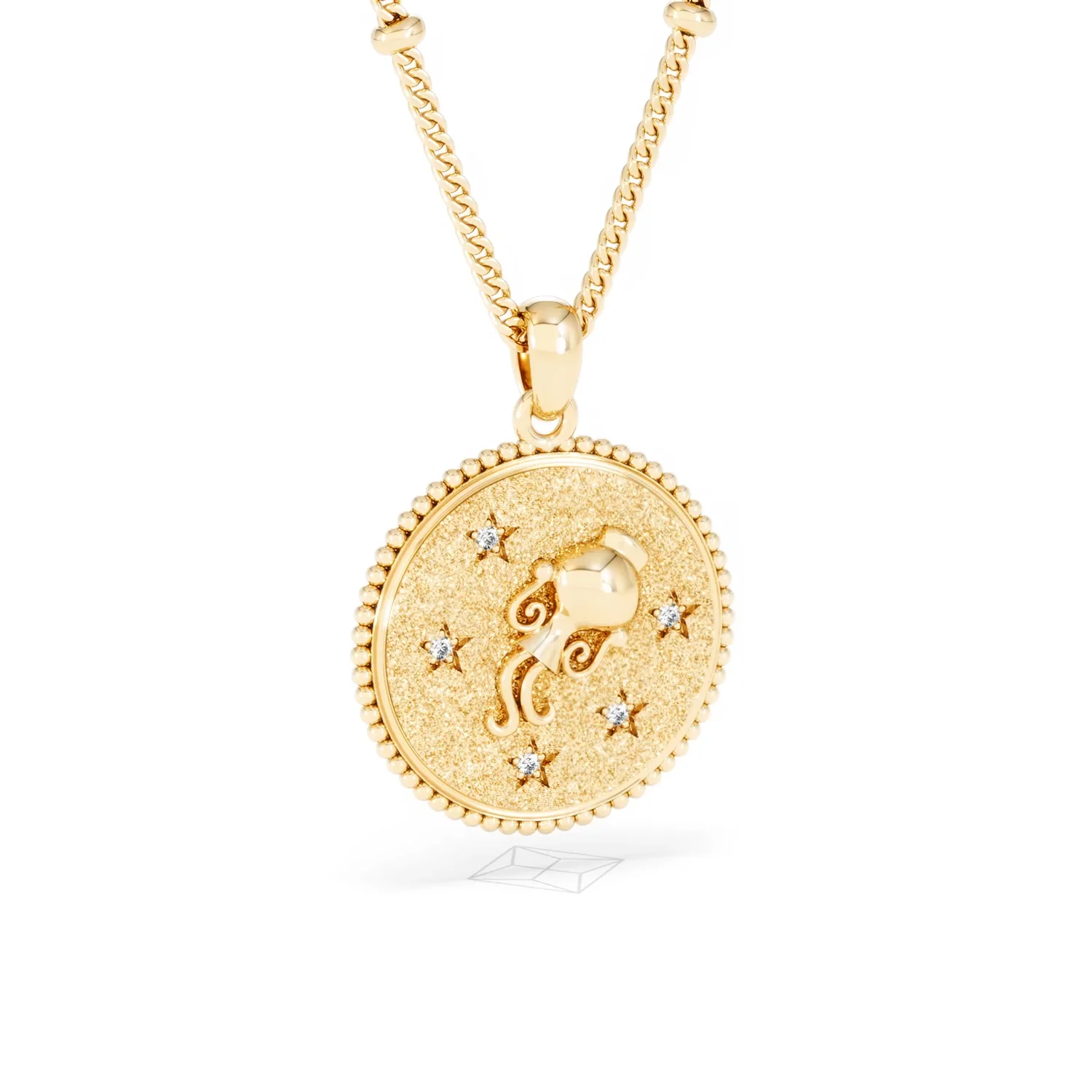 Zodiac Aquarius Necklace Medallion Lab Grown 0.02ct in 18K Gold Vermeil - Image 14
