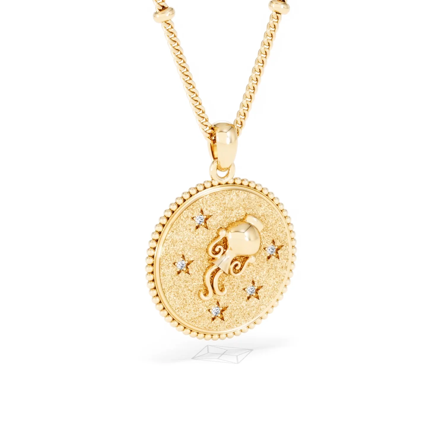 Zodiac Aquarius Necklace Medallion Lab Grown 0.02ct in 18K Gold Vermeil - Image 15