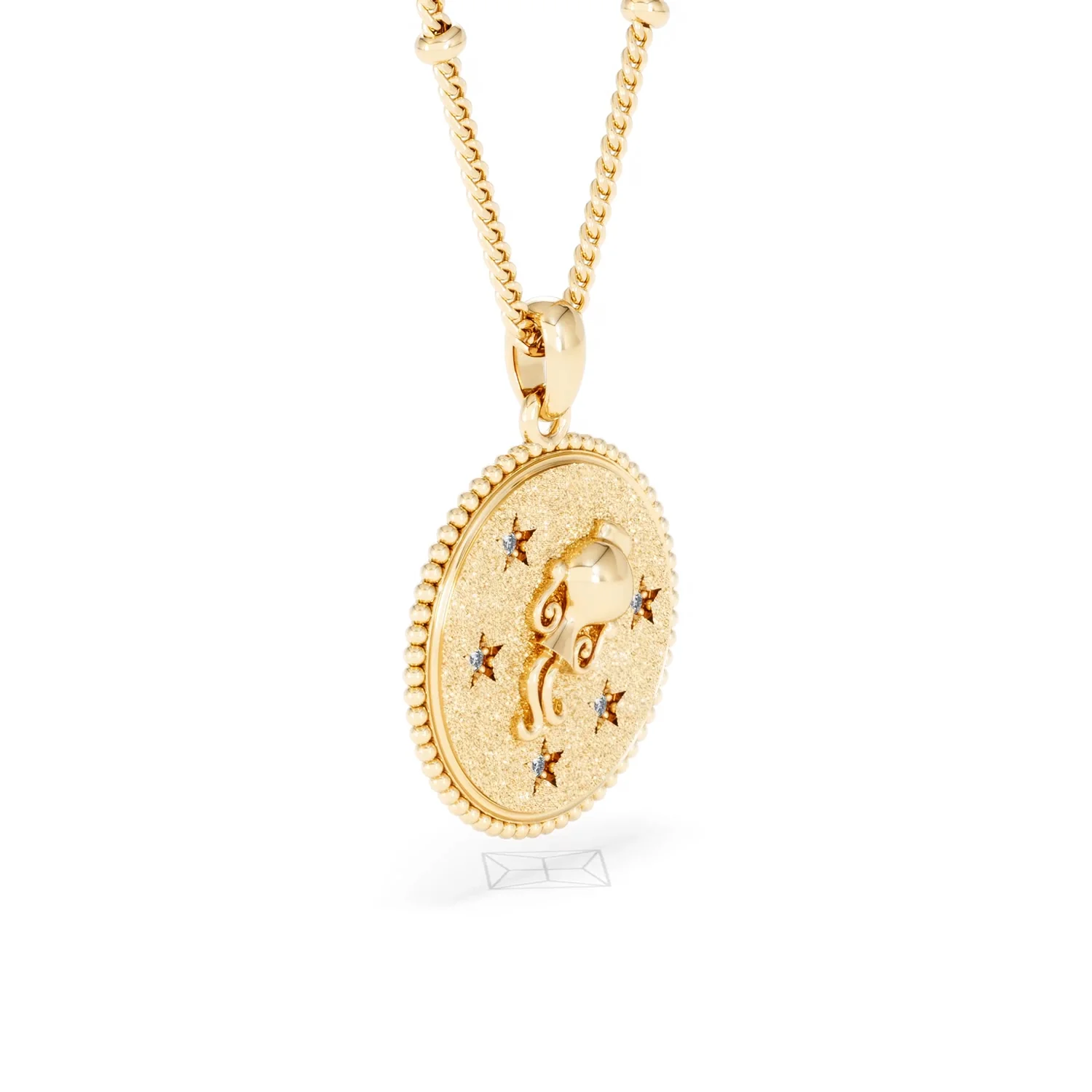 Zodiac Aquarius Necklace Medallion Lab Grown 0.02ct in 18K Gold Vermeil - Image 20