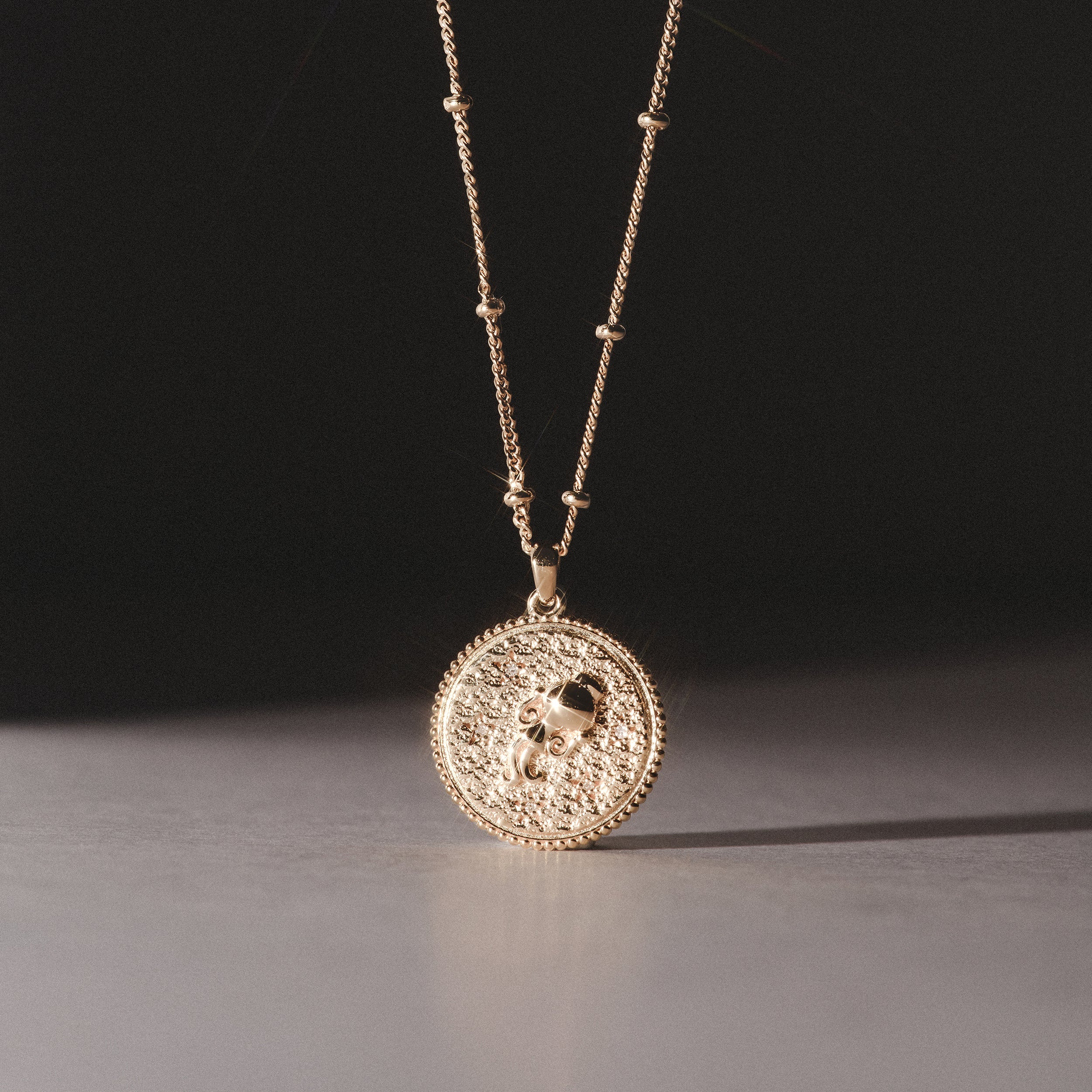Zodiac Aquarius Necklace Medallion Lab Grown 0.02ct in 18K Gold Vermeil - Image 6