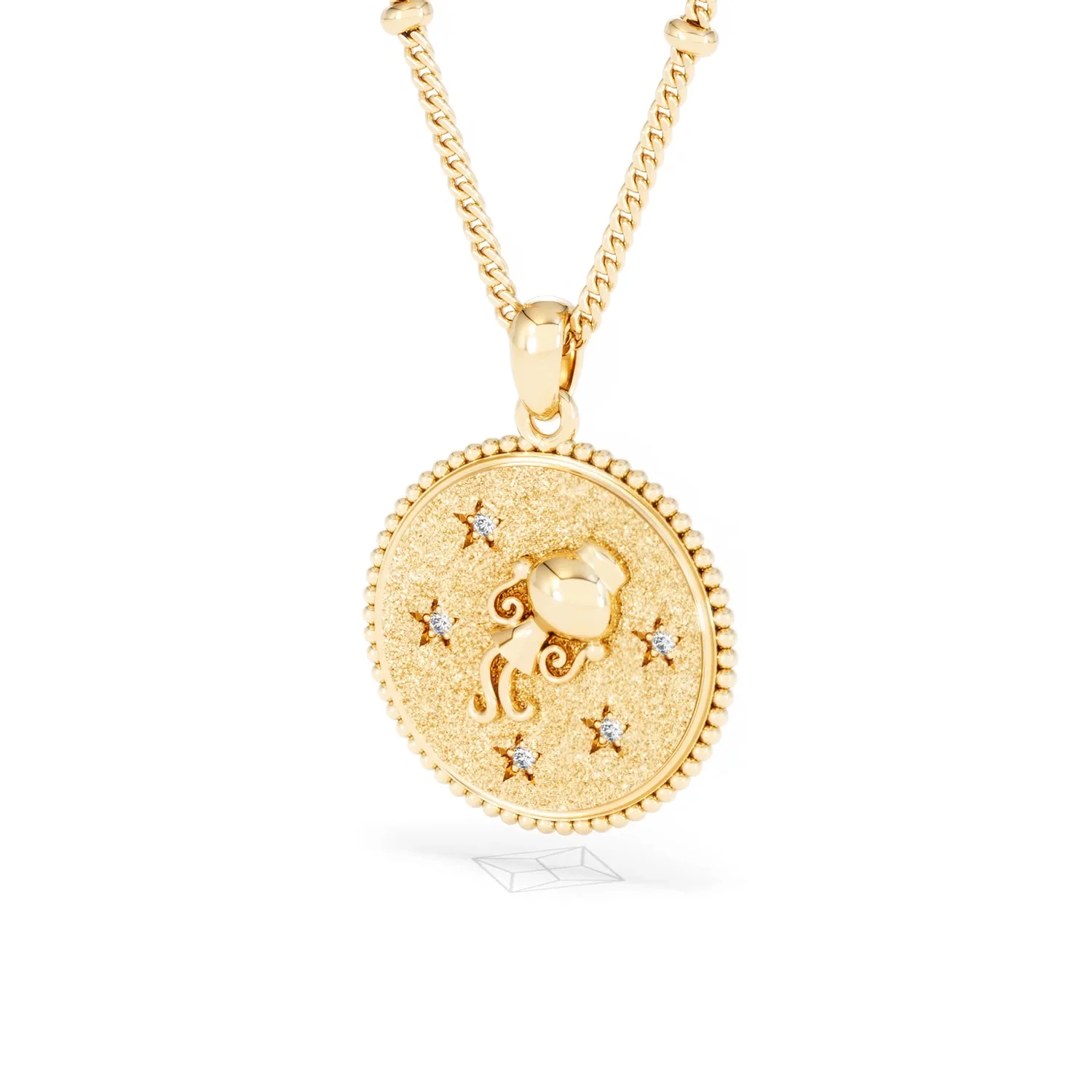 Zodiac Aquarius Necklace Medallion Lab Grown 0.02ct in 18K Gold Vermeil - Image 83
