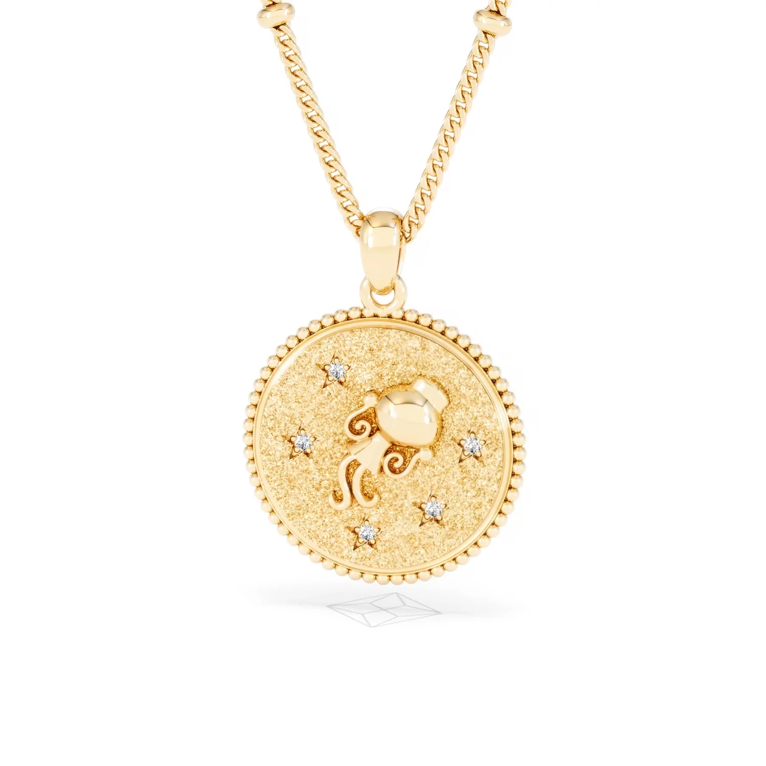 Zodiac Aquarius Necklace Medallion Lab Grown 0.02ct in 18K Gold Vermeil - Image 86