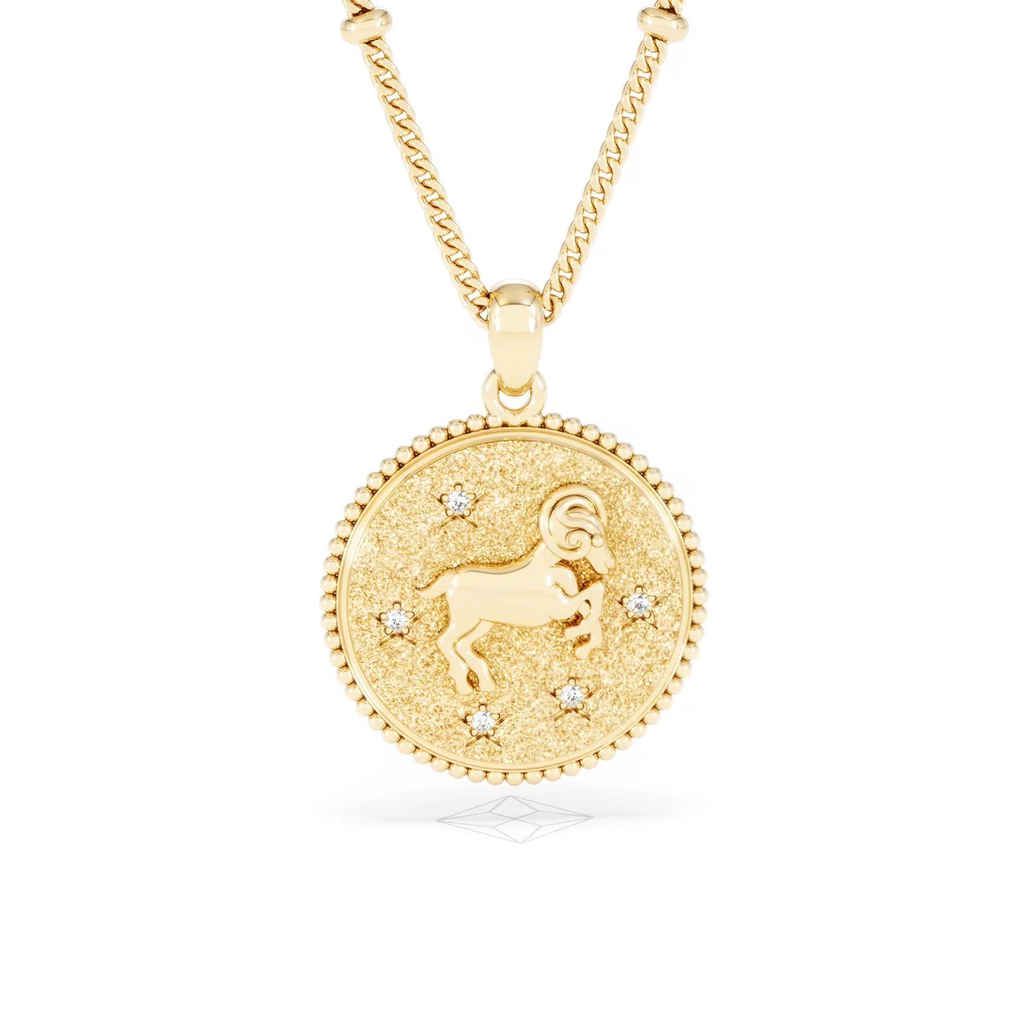 Zodiac Aries Necklace Medallion Lab Grown 0.02ct in 18K Gold Vermeil - Image 10
