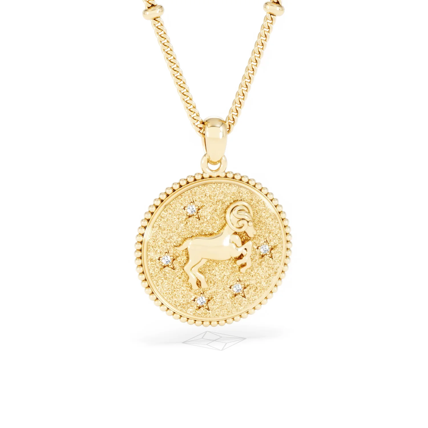 Zodiac Aries Necklace Medallion Lab Grown 0.02ct in 18K Gold Vermeil - Image 12