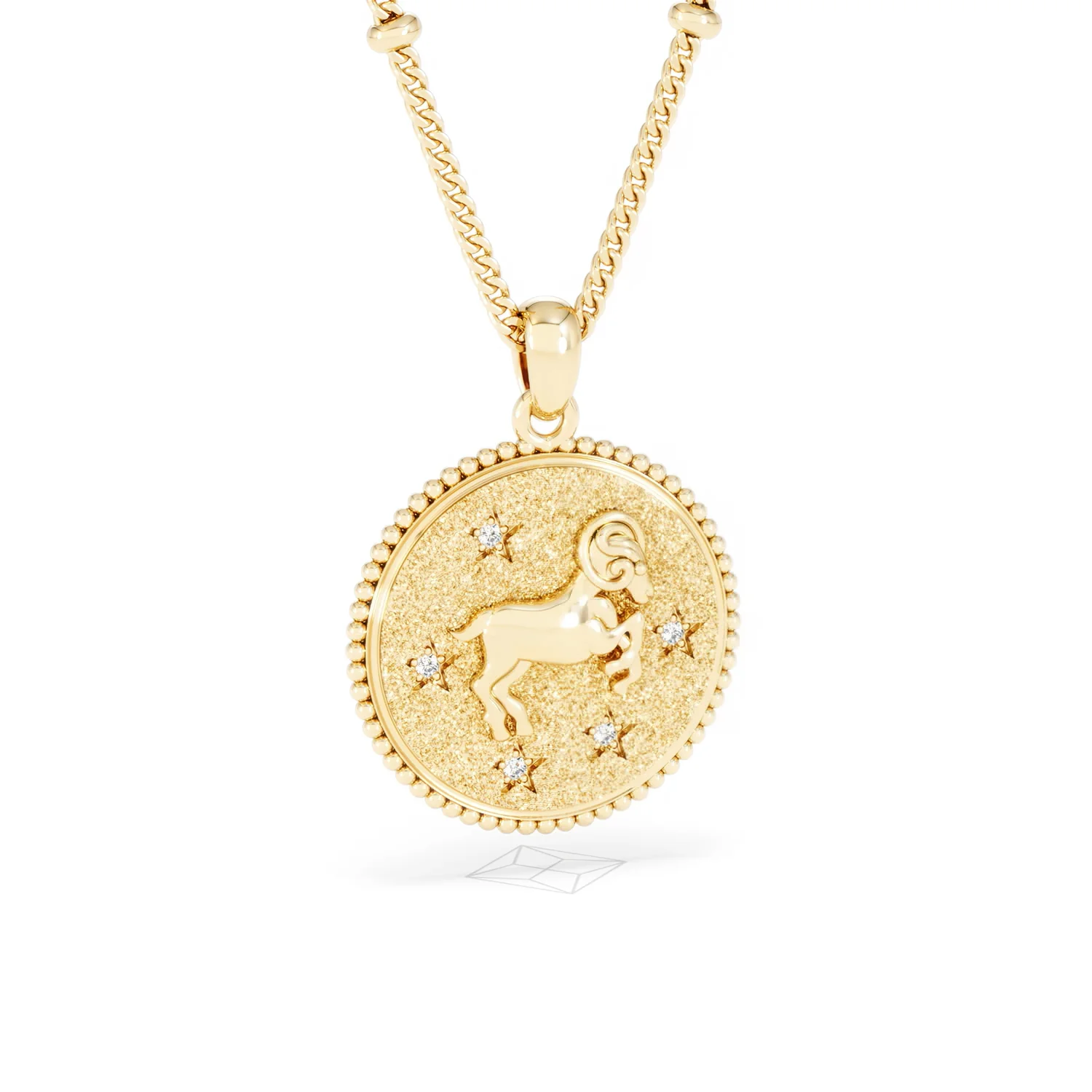 Zodiac Aries Necklace Medallion Lab Grown 0.02ct in 18K Gold Vermeil - Image 13