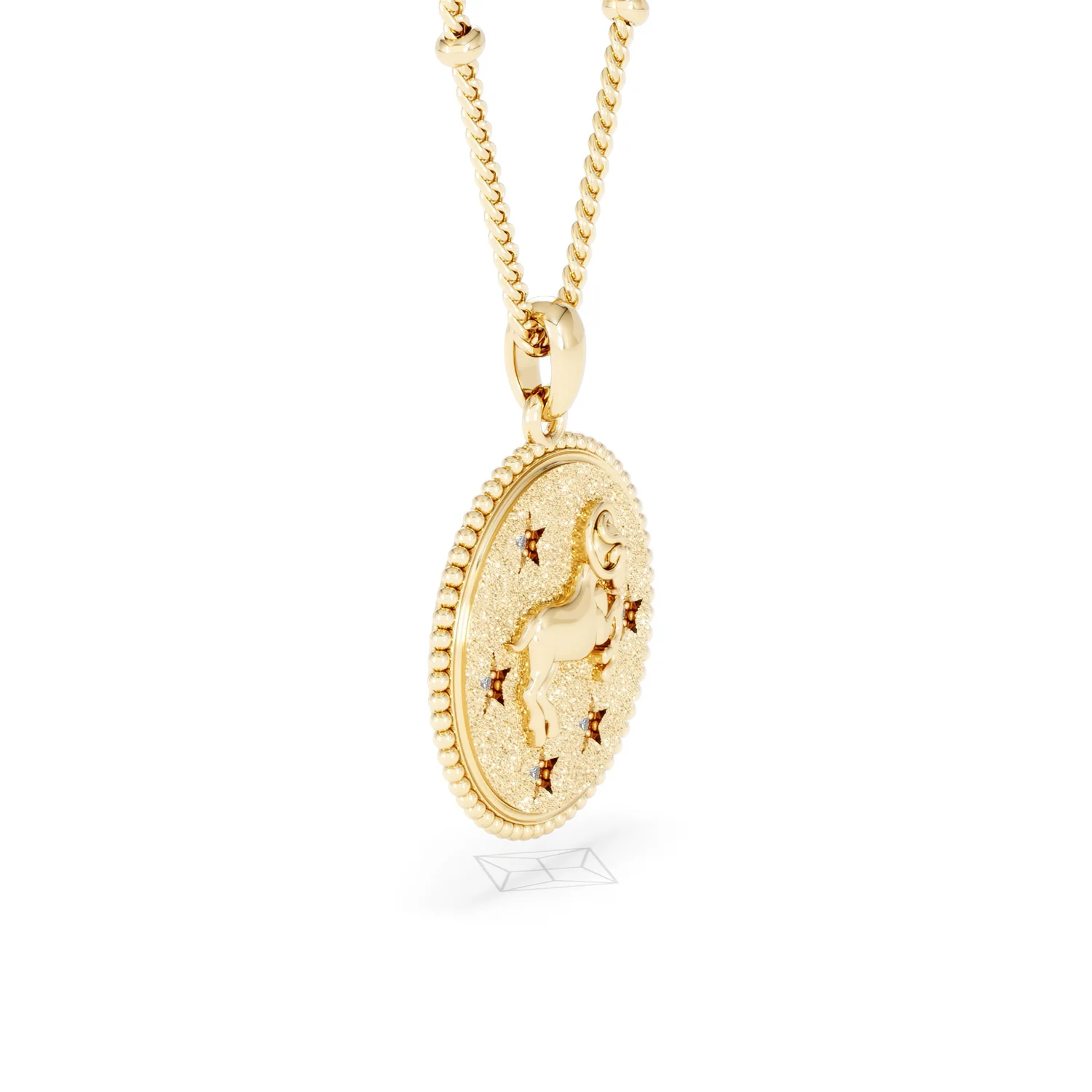 Zodiac Aries Necklace Medallion Lab Grown 0.02ct in 18K Gold Vermeil - Image 22