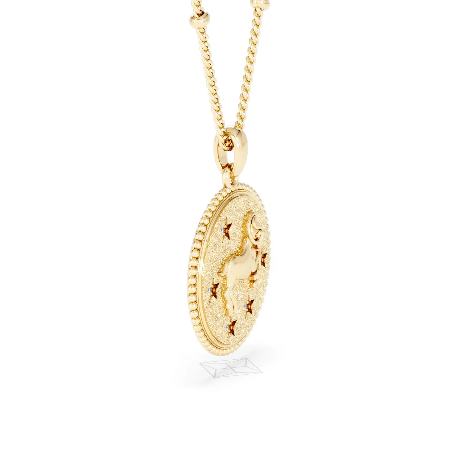 Zodiac Aries Necklace Medallion Lab Grown 0.02ct in 18K Gold Vermeil - Image 23