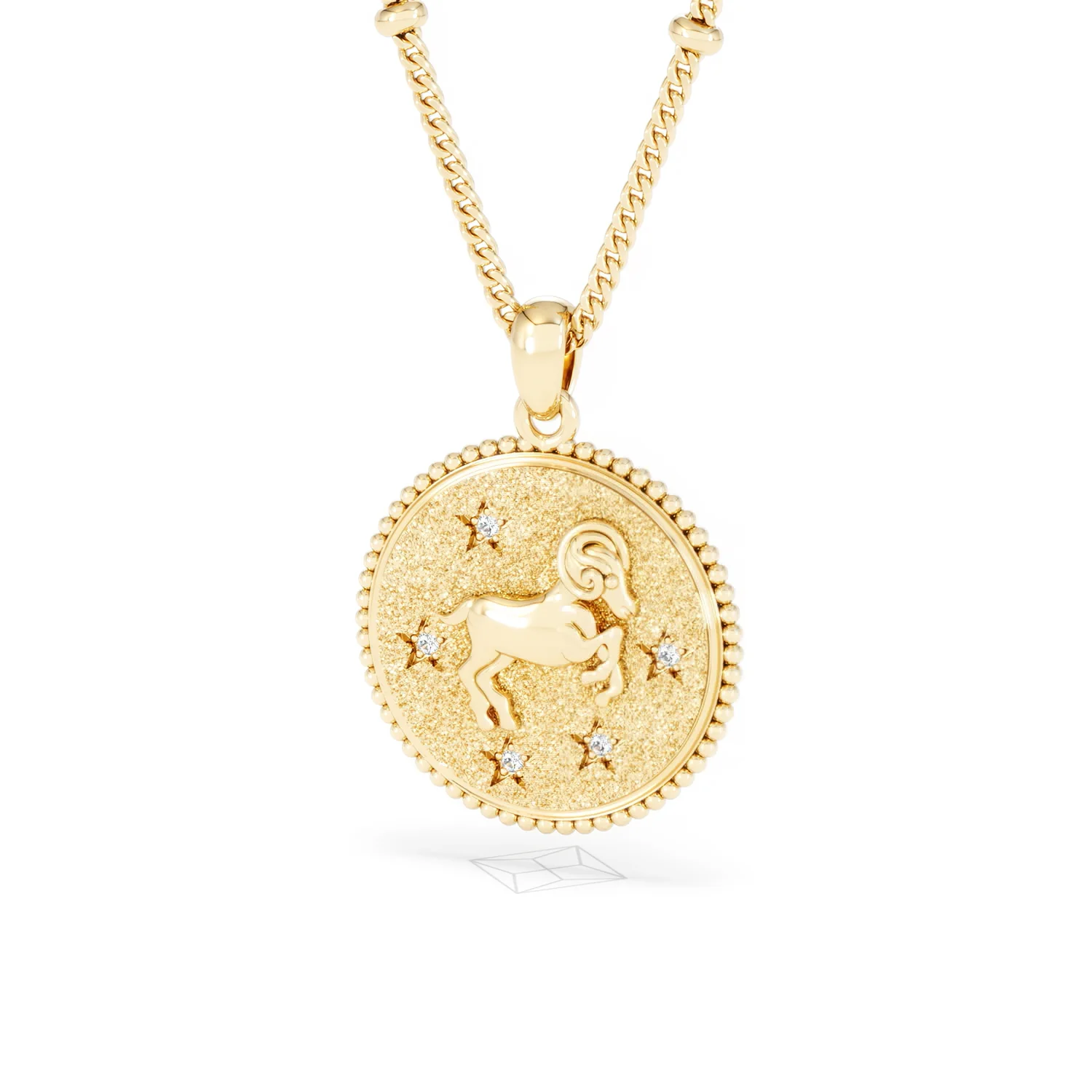 Zodiac Aries Necklace Medallion Lab Grown 0.02ct in 18K Gold Vermeil - Image 84