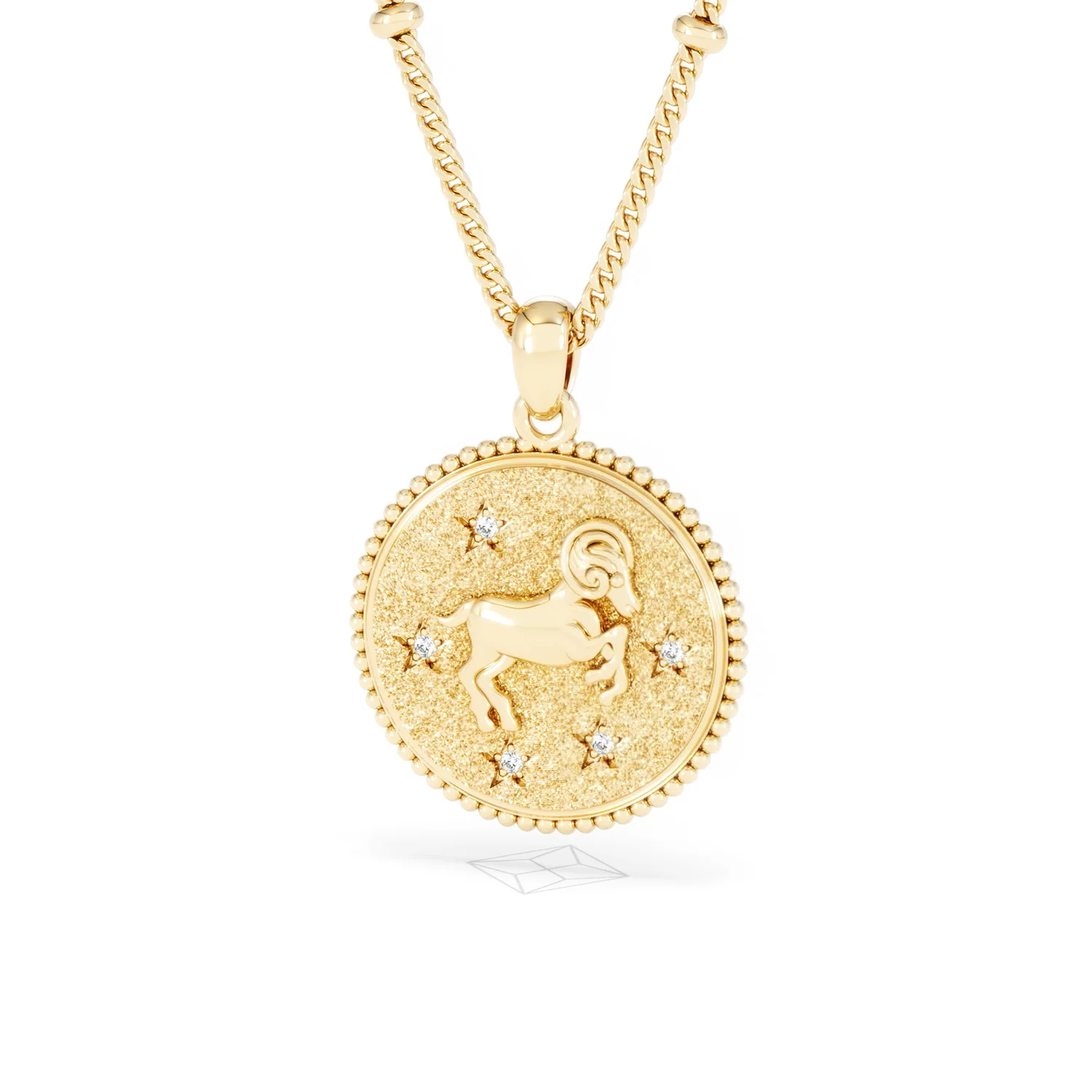 Zodiac Aries Necklace Medallion Lab Grown 0.02ct in 18K Gold Vermeil - Image 85