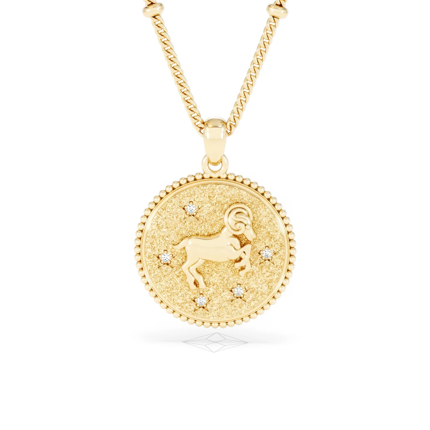 Zodiac Aries Necklace Medallion Lab Grown 0.02ct in 18K Gold Vermeil - Image 88