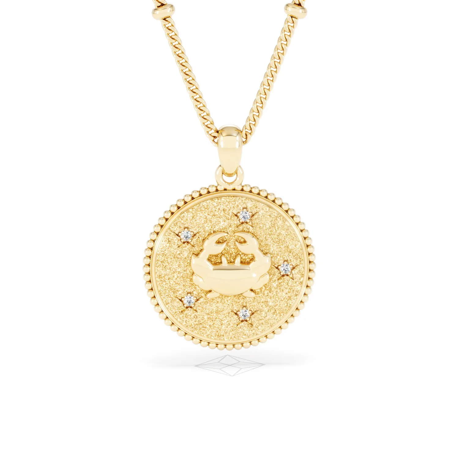 Zodiac Cancer Necklace Medallion Lab Grown 0.02ct in 18K Gold Vermeil - Image 10