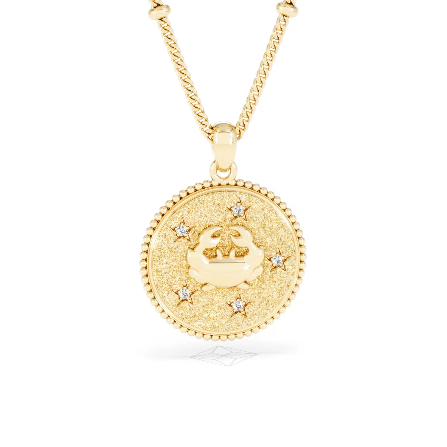 Zodiac Cancer Necklace Medallion Lab Grown 0.02ct in 18K Gold Vermeil - Image 11