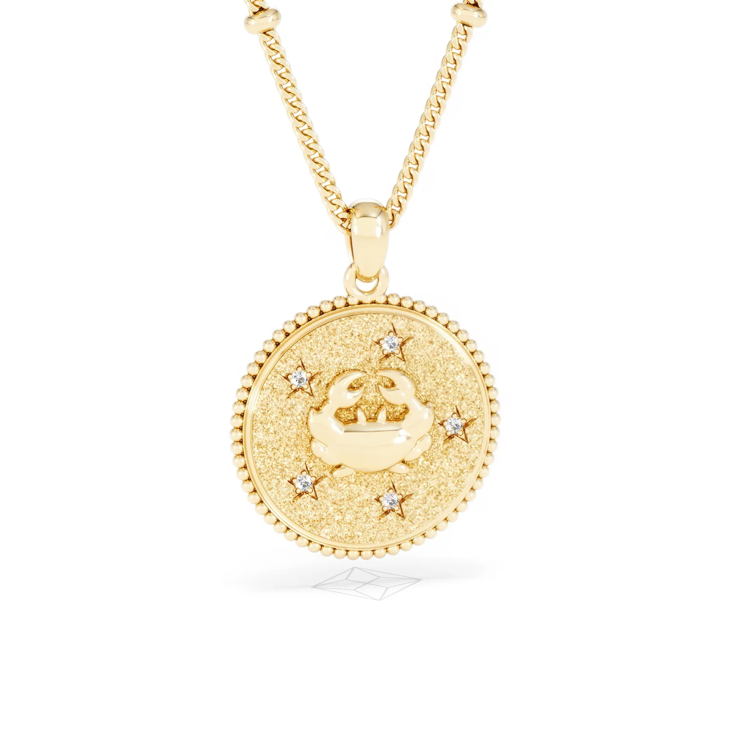 Zodiac Cancer Necklace Medallion Lab Grown 0.02ct in 18K Gold Vermeil - Image 12