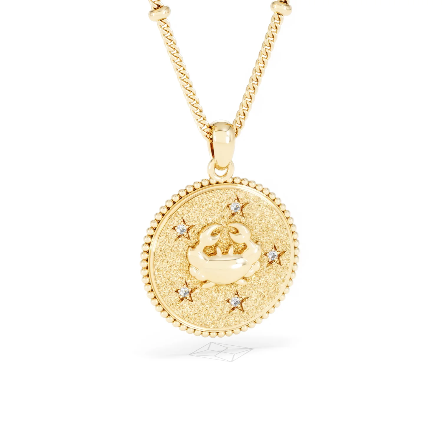 Zodiac Cancer Necklace Medallion Lab Grown 0.02ct in 18K Gold Vermeil - Image 13