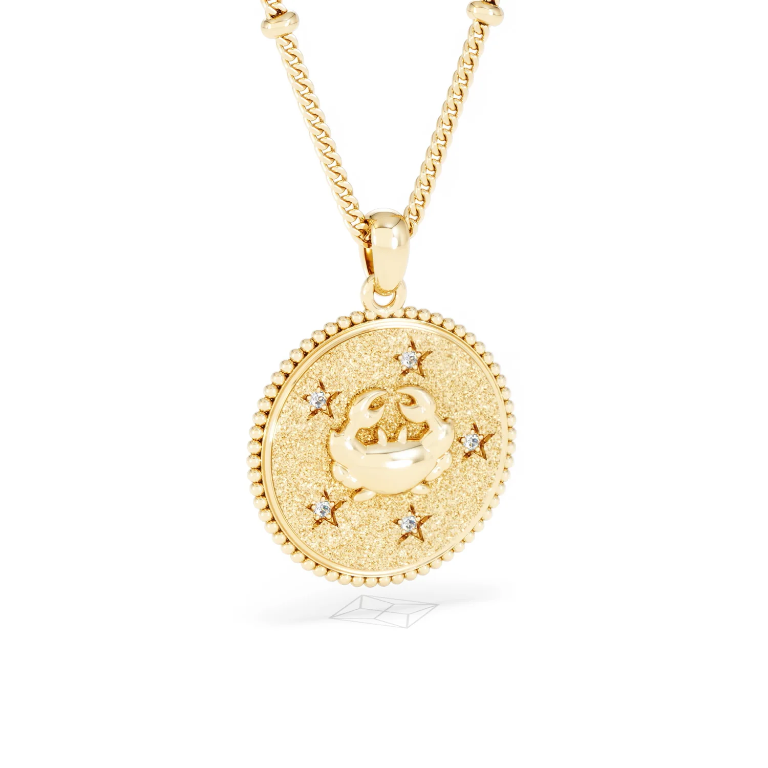 Zodiac Cancer Necklace Medallion Lab Grown 0.02ct in 18K Gold Vermeil - Image 14