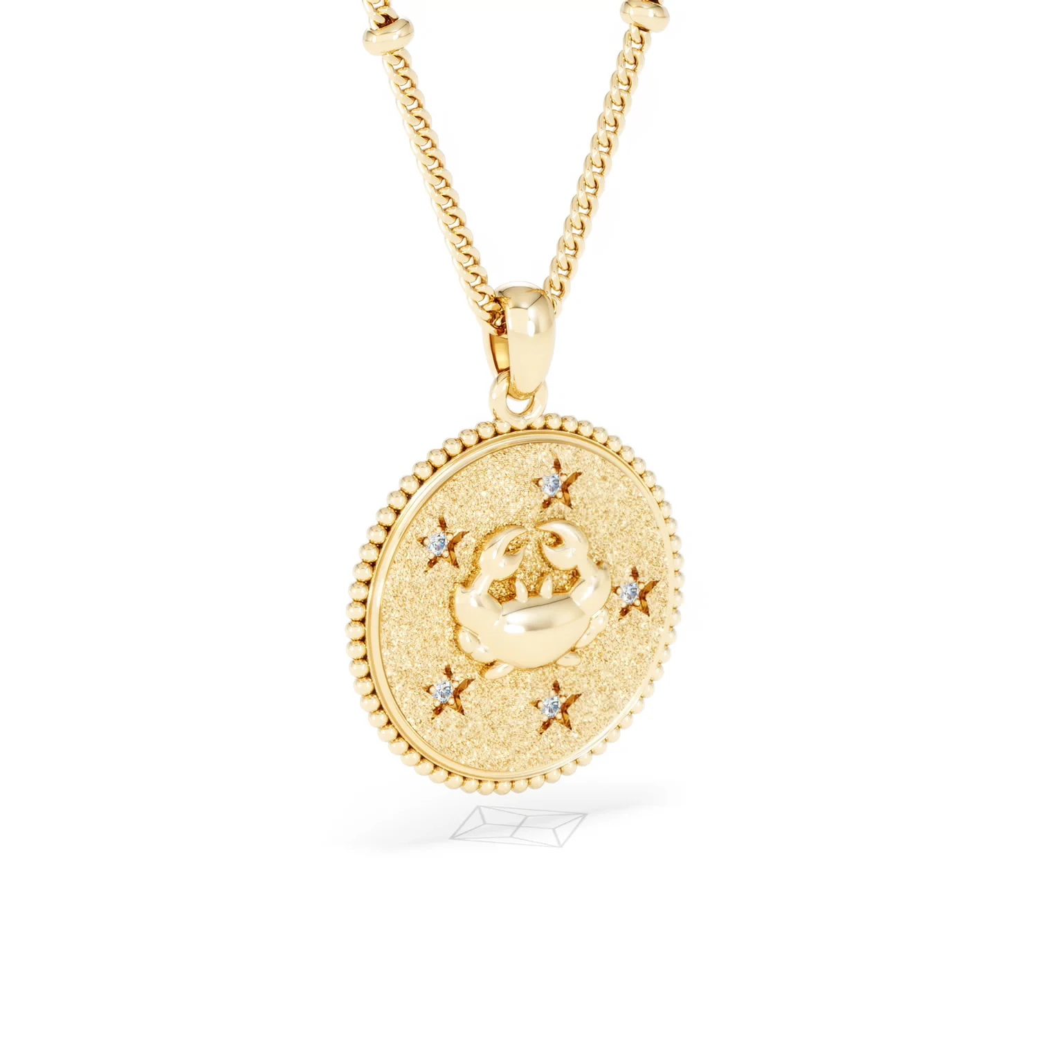 Zodiac Cancer Necklace Medallion Lab Grown 0.02ct in 18K Gold Vermeil - Image 16