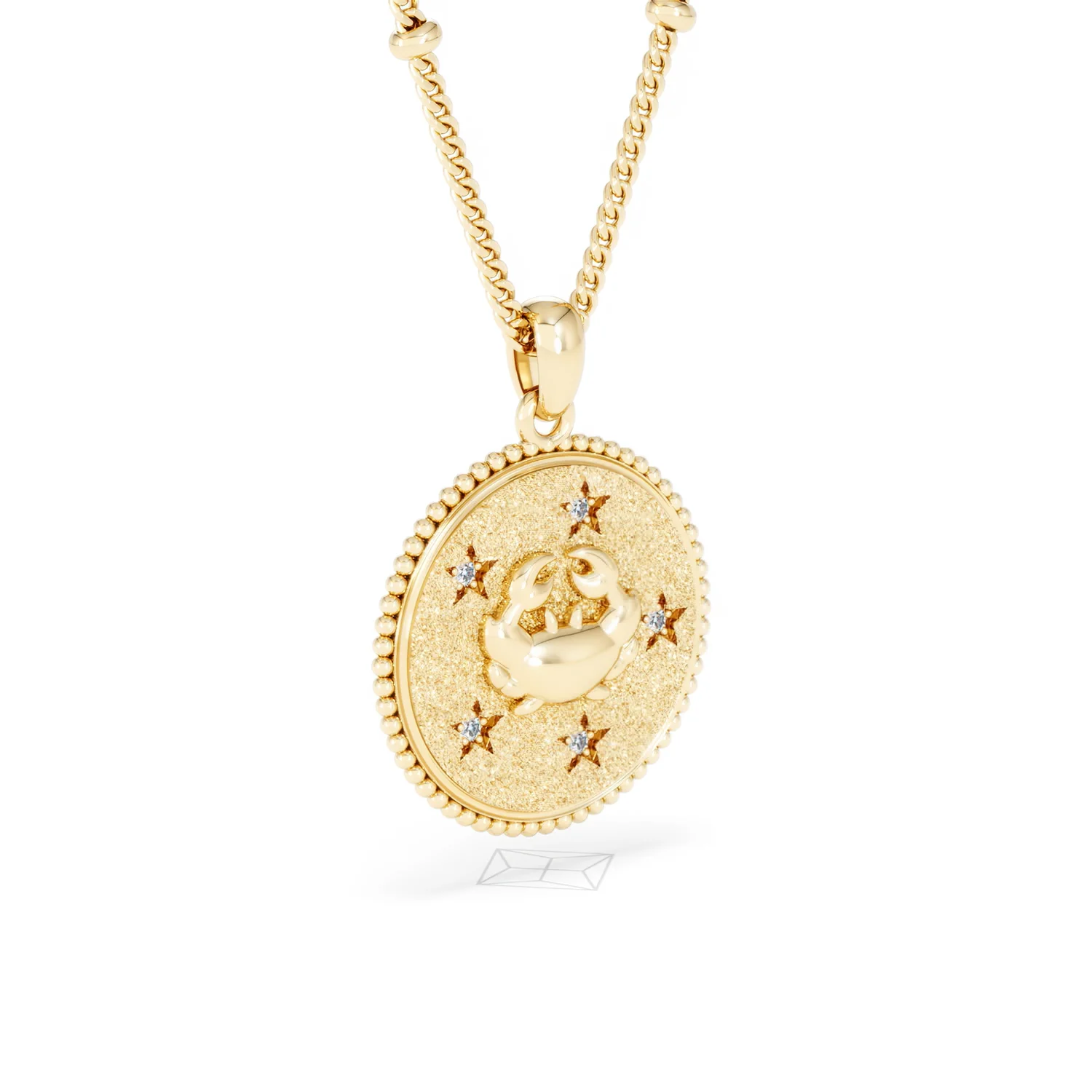 Zodiac Cancer Necklace Medallion Lab Grown 0.02ct in 18K Gold Vermeil - Image 17