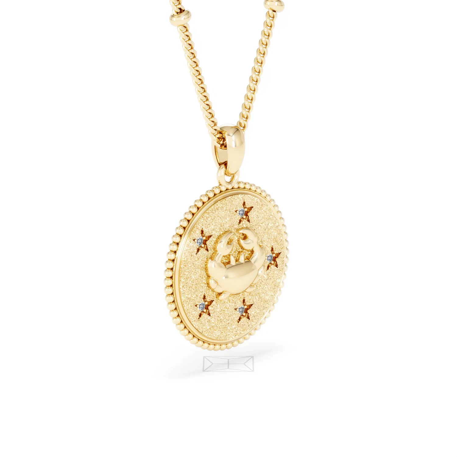 Zodiac Cancer Necklace Medallion Lab Grown 0.02ct in 18K Gold Vermeil - Image 19