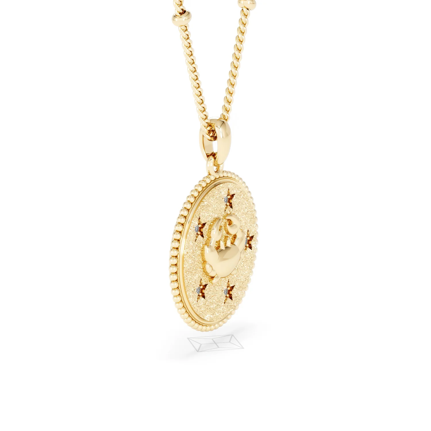 Zodiac Cancer Necklace Medallion Lab Grown 0.02ct in 18K Gold Vermeil - Image 22
