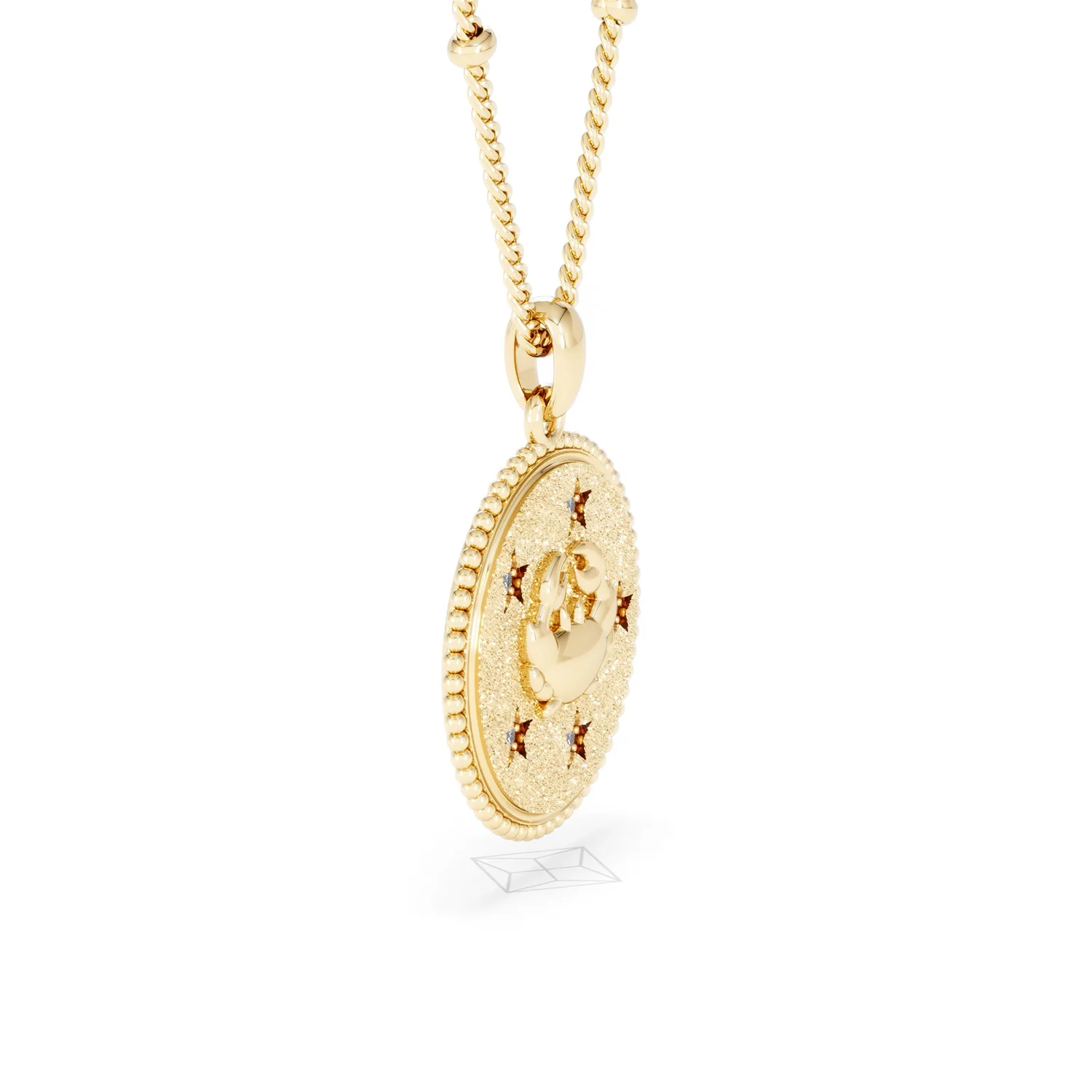 Zodiac Cancer Necklace Medallion Lab Grown 0.02ct in 18K Gold Vermeil - Image 23