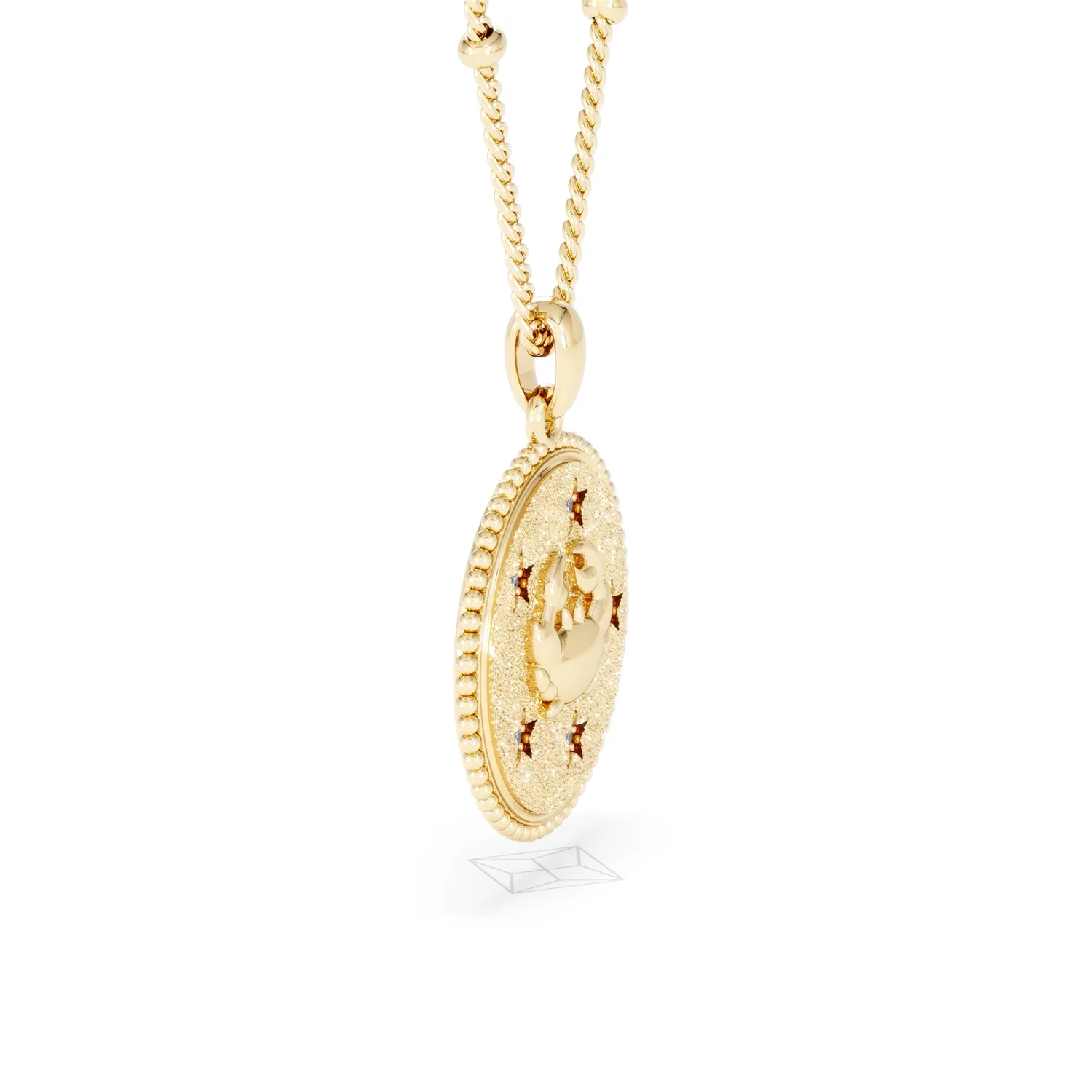 Zodiac Cancer Necklace Medallion Lab Grown 0.02ct in 18K Gold Vermeil - Image 24