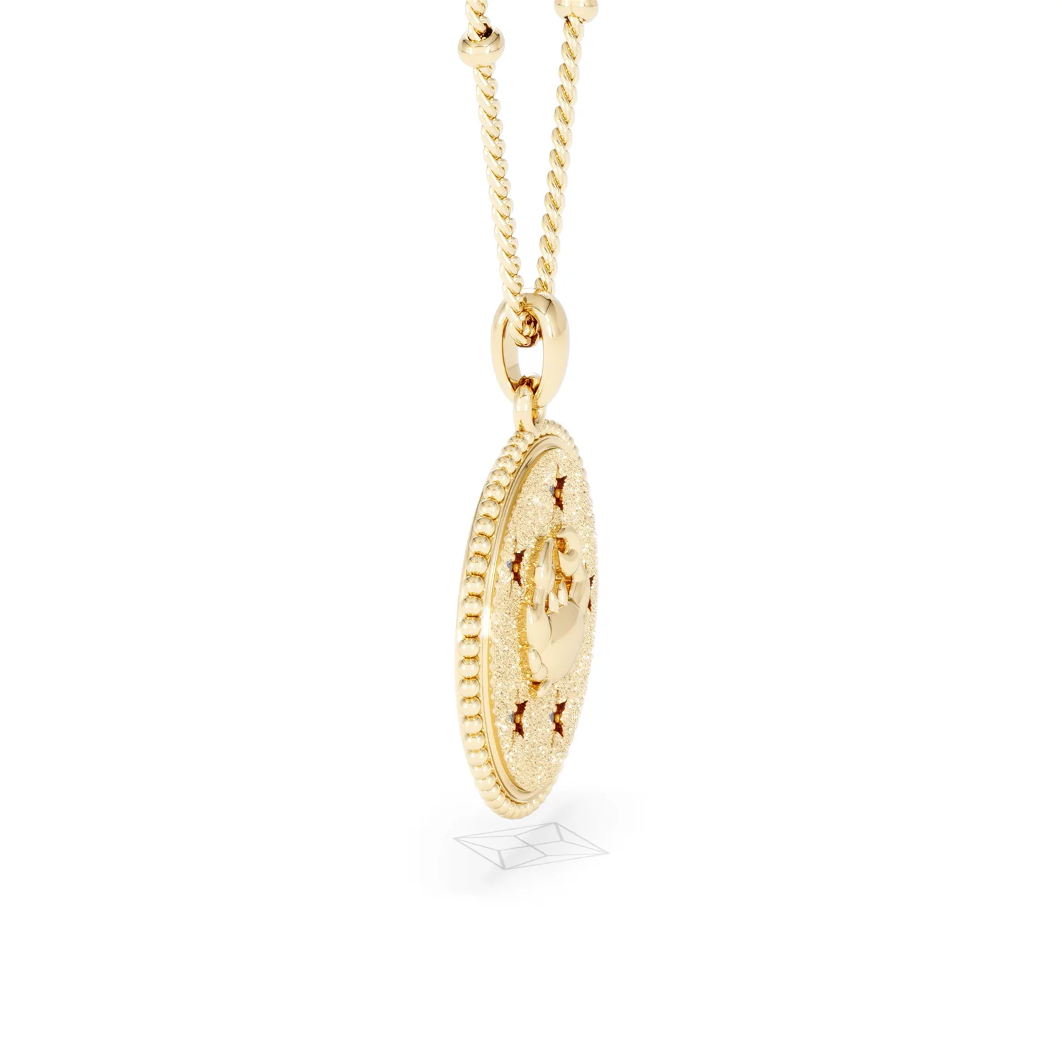 Zodiac Cancer Necklace Medallion Lab Grown 0.02ct in 18K Gold Vermeil - Image 25