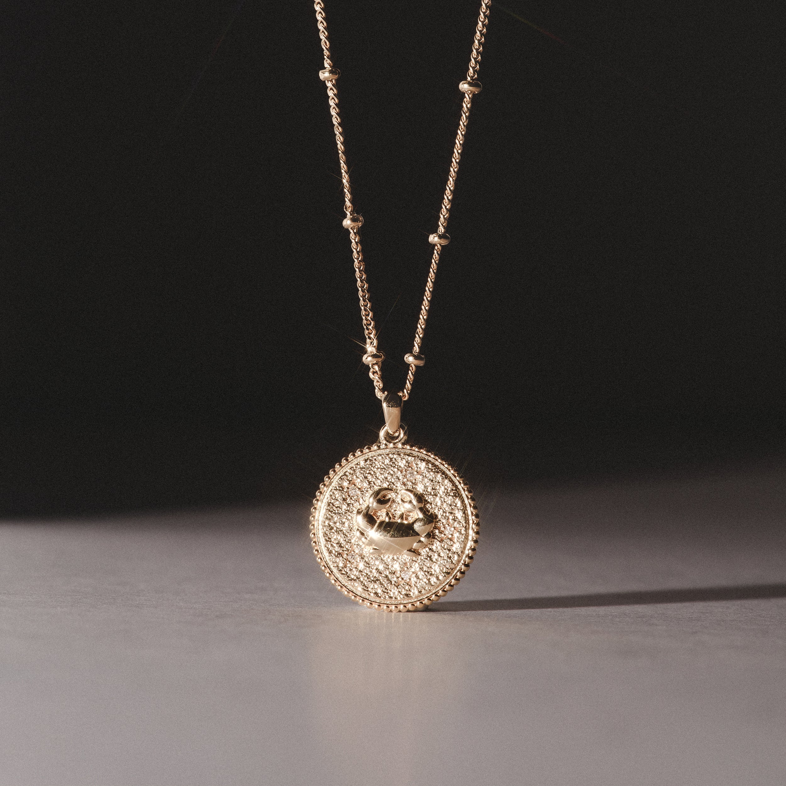 Zodiac Cancer Necklace Medallion Lab Grown 0.02ct in 18K Gold Vermeil - Image 6