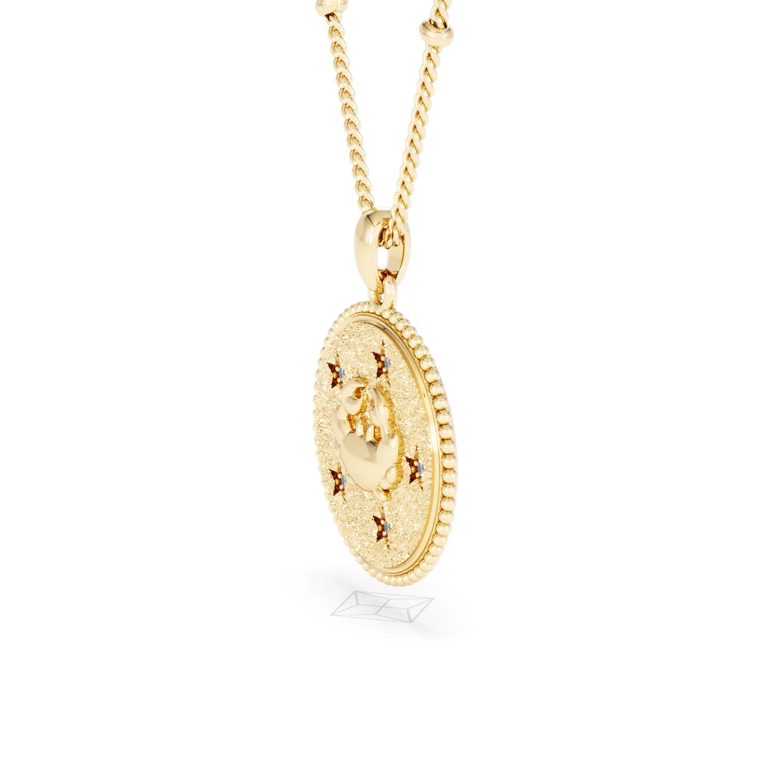Zodiac Cancer Necklace Medallion Lab Grown 0.02ct in 18K Gold Vermeil - Image 75