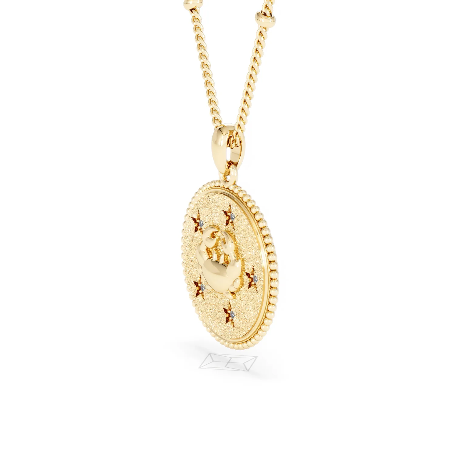 Zodiac Cancer Necklace Medallion Lab Grown 0.02ct in 18K Gold Vermeil - Image 76