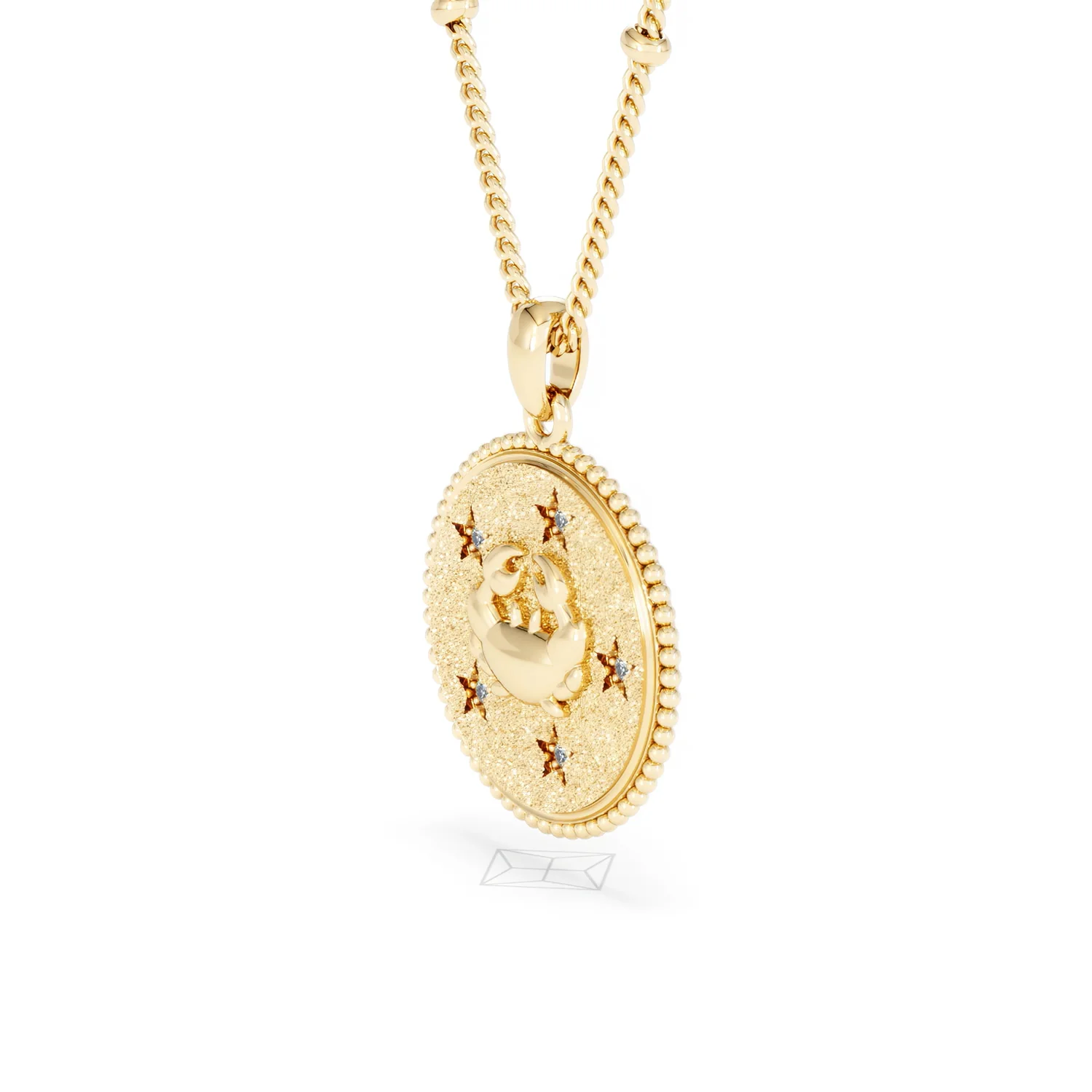 Zodiac Cancer Necklace Medallion Lab Grown 0.02ct in 18K Gold Vermeil - Image 77