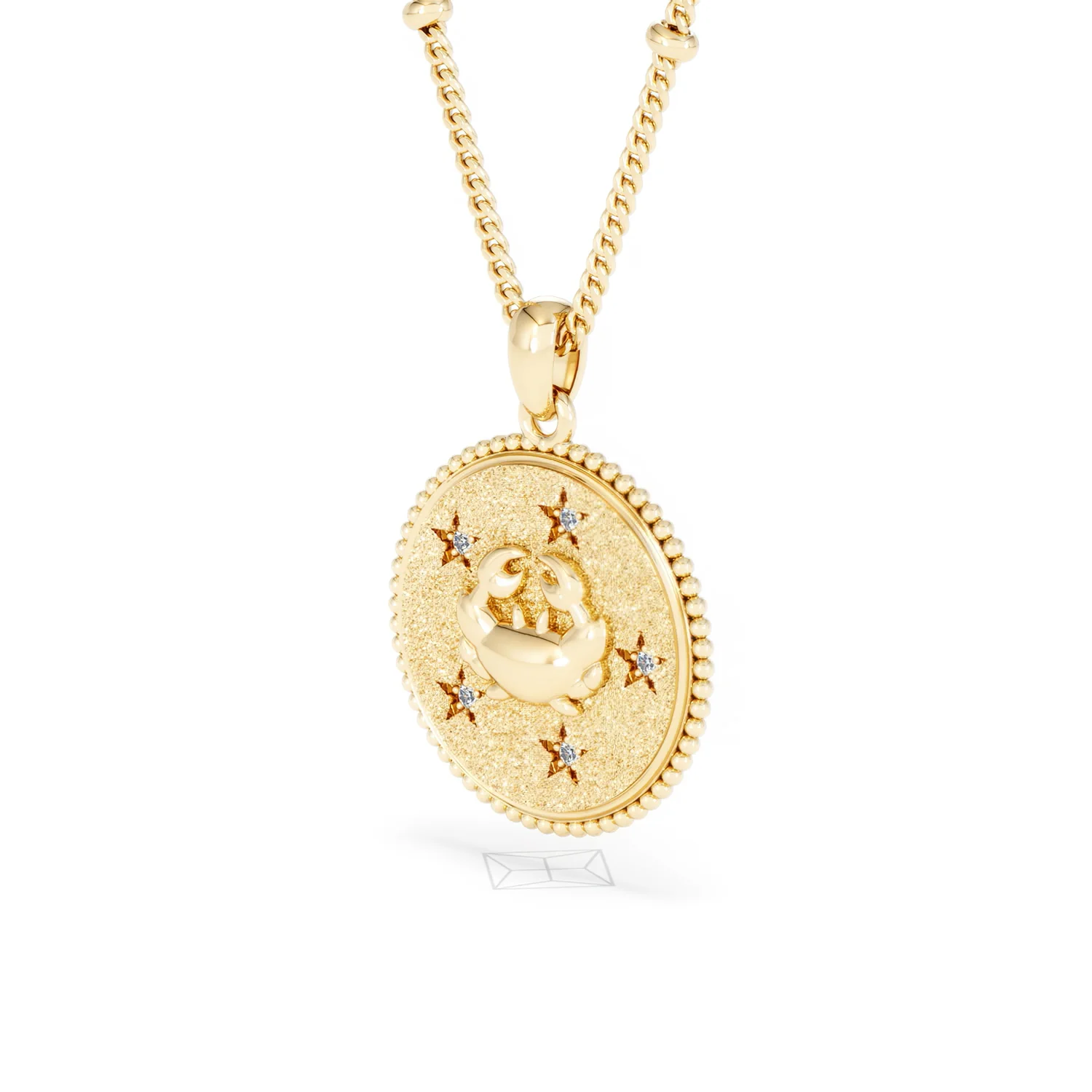 Zodiac Cancer Necklace Medallion Lab Grown 0.02ct in 18K Gold Vermeil - Image 80