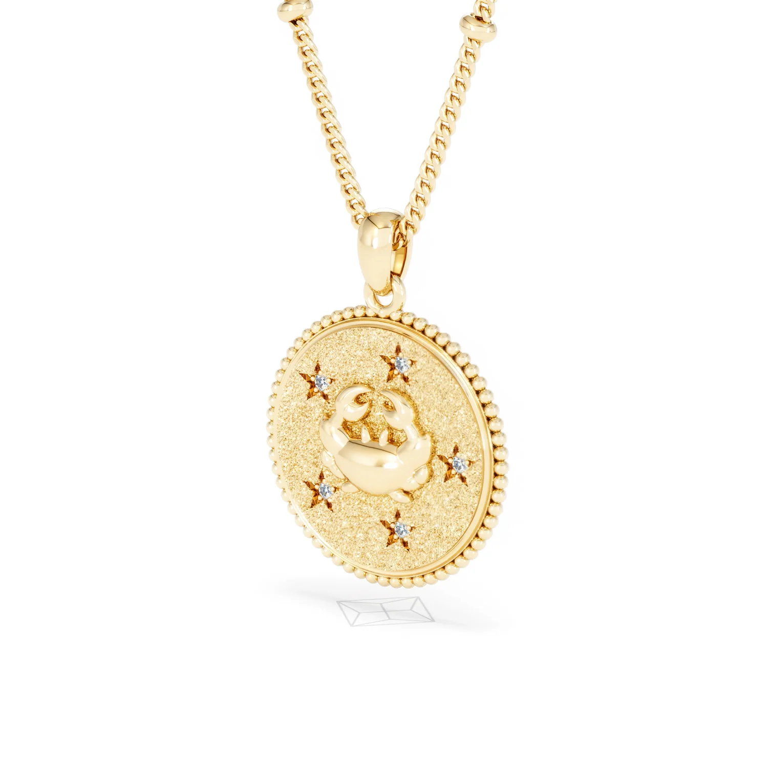 Zodiac Cancer Necklace Medallion Lab Grown 0.02ct in 18K Gold Vermeil - Image 81
