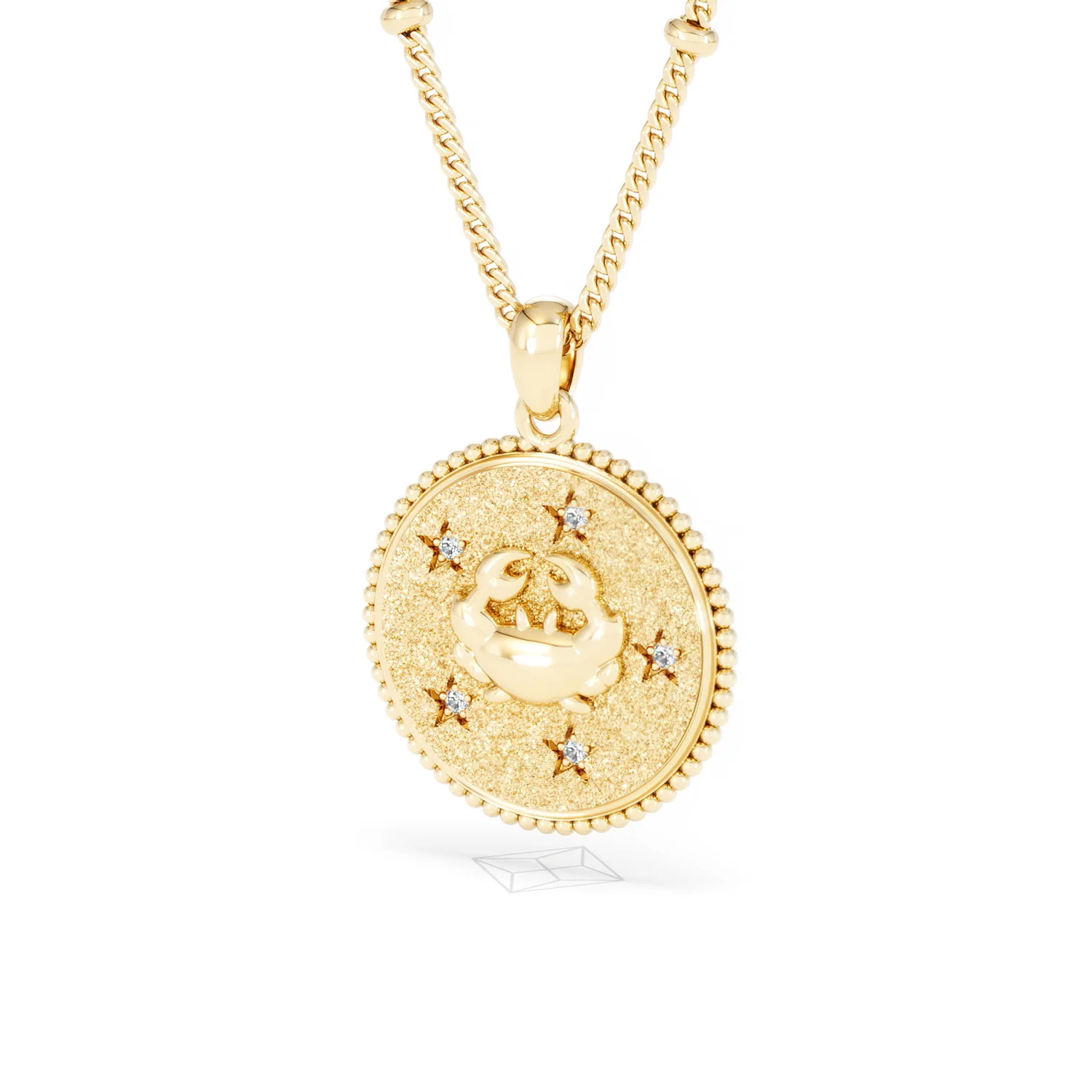 Zodiac Cancer Necklace Medallion Lab Grown 0.02ct in 18K Gold Vermeil - Image 83