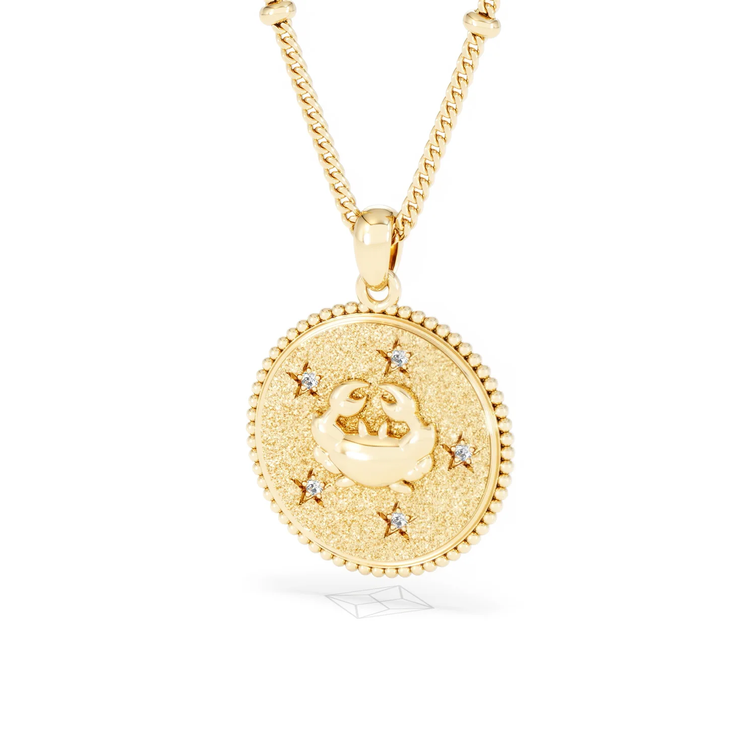 Zodiac Cancer Necklace Medallion Lab Grown 0.02ct in 18K Gold Vermeil - Image 84