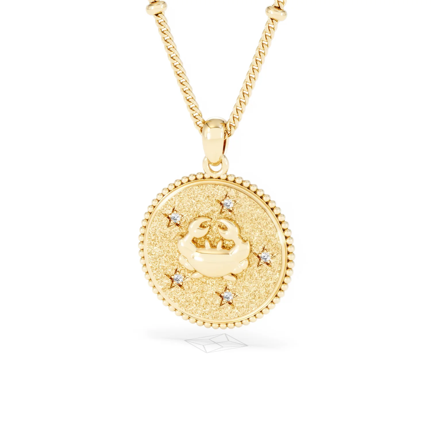 Zodiac Cancer Necklace Medallion Lab Grown 0.02ct in 18K Gold Vermeil - Image 85