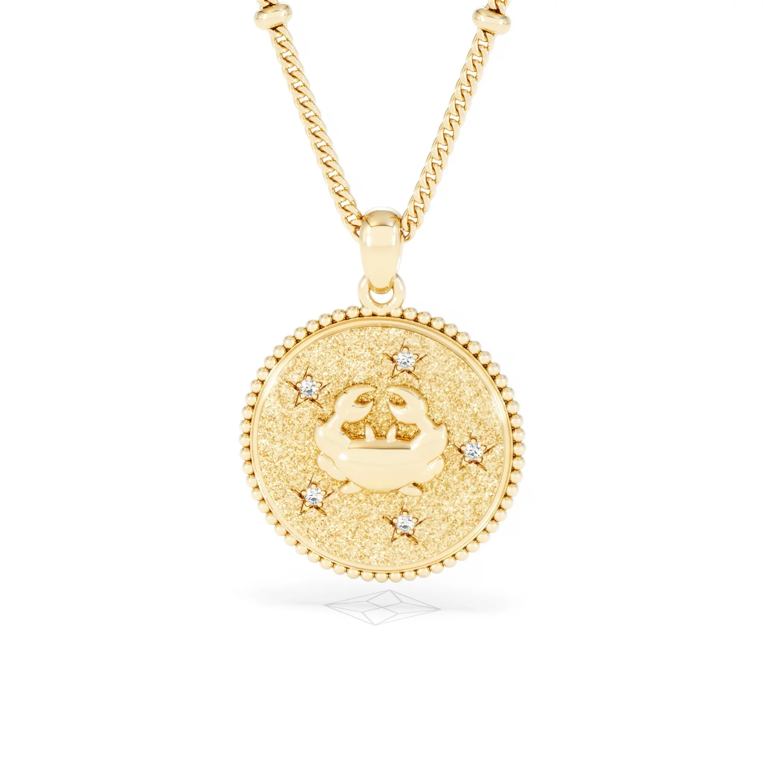 Zodiac Cancer Necklace Medallion Lab Grown 0.02ct in 18K Gold Vermeil - Image 87
