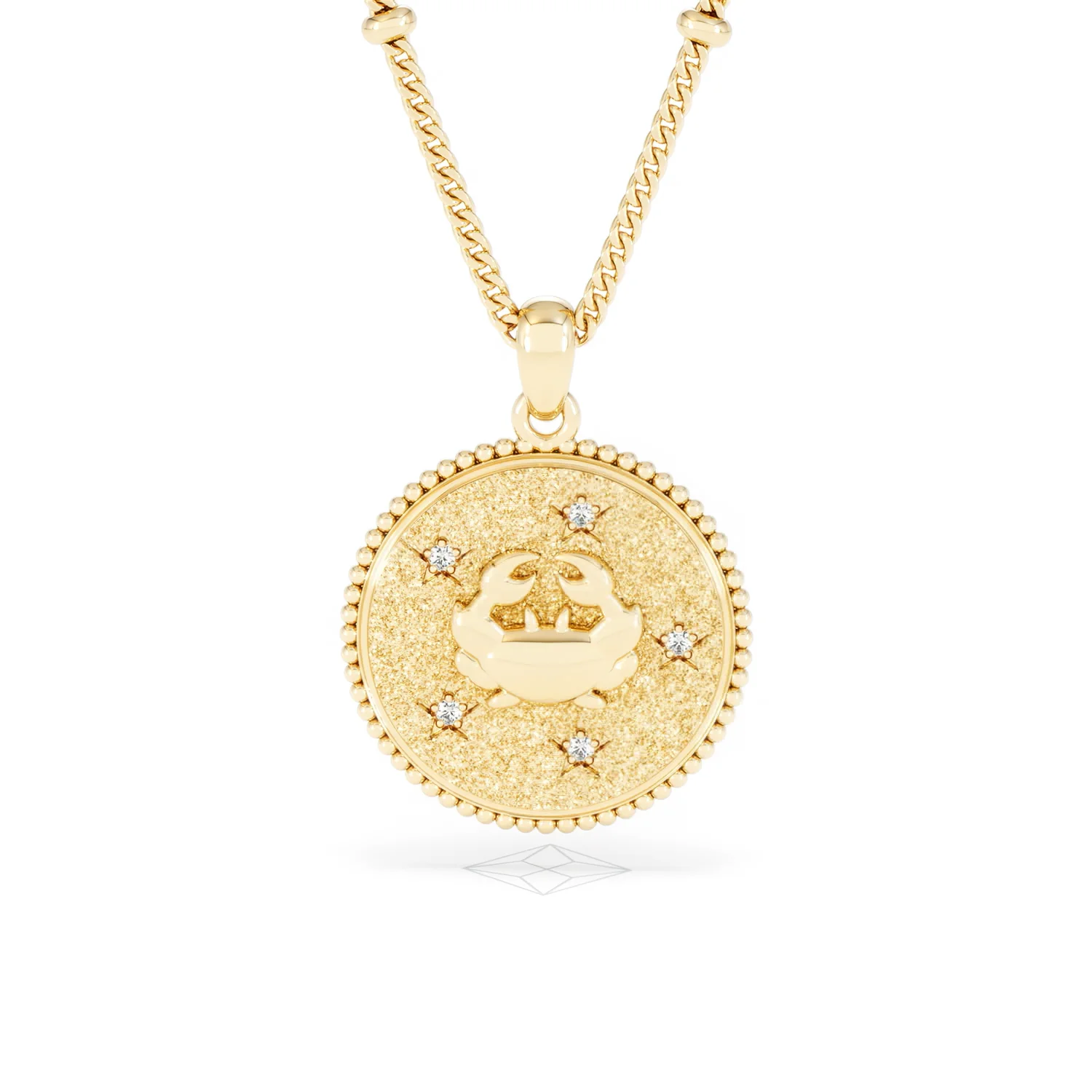 Zodiac Cancer Necklace Medallion Lab Grown 0.02ct in 18K Gold Vermeil - Image 88
