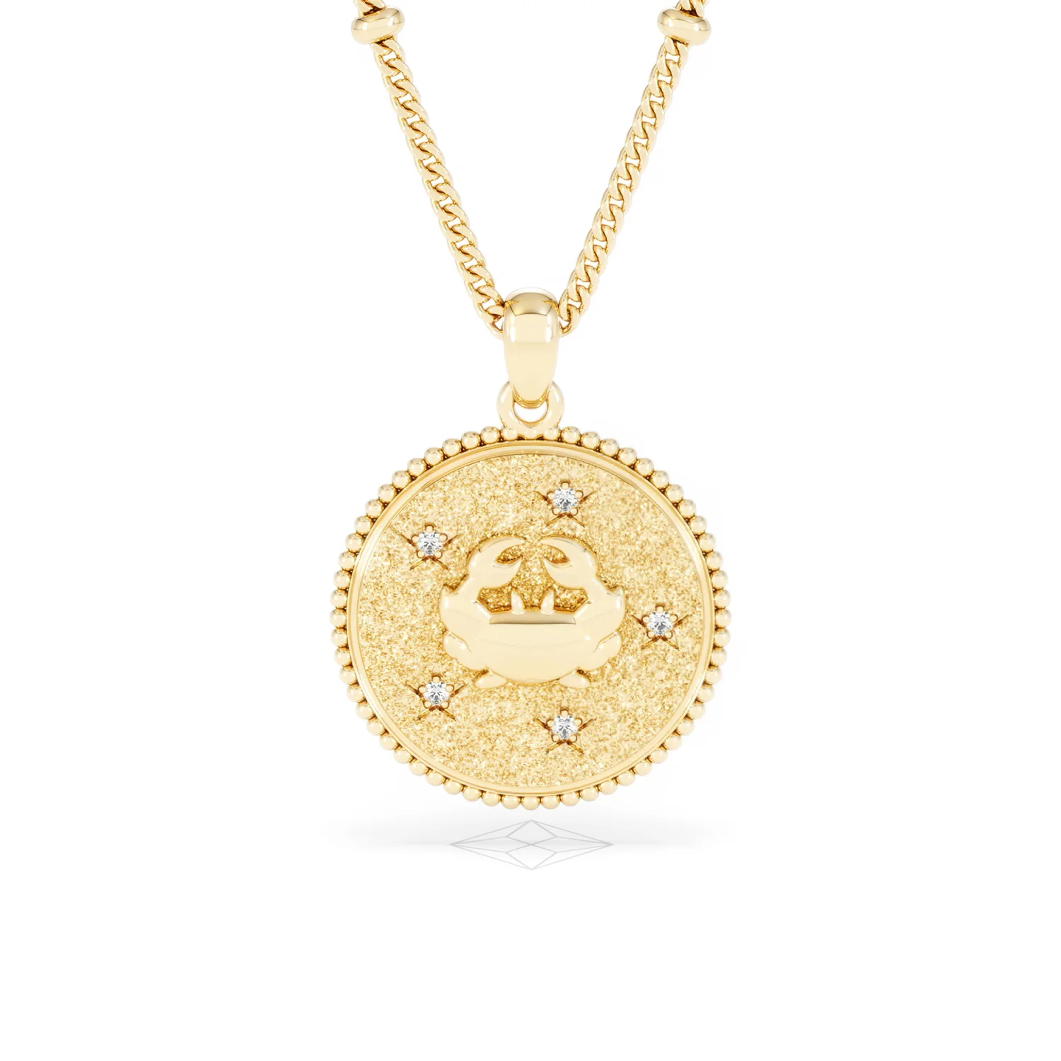 Zodiac Cancer Necklace Medallion Lab Grown 0.02ct in 18K Gold Vermeil - Image 9