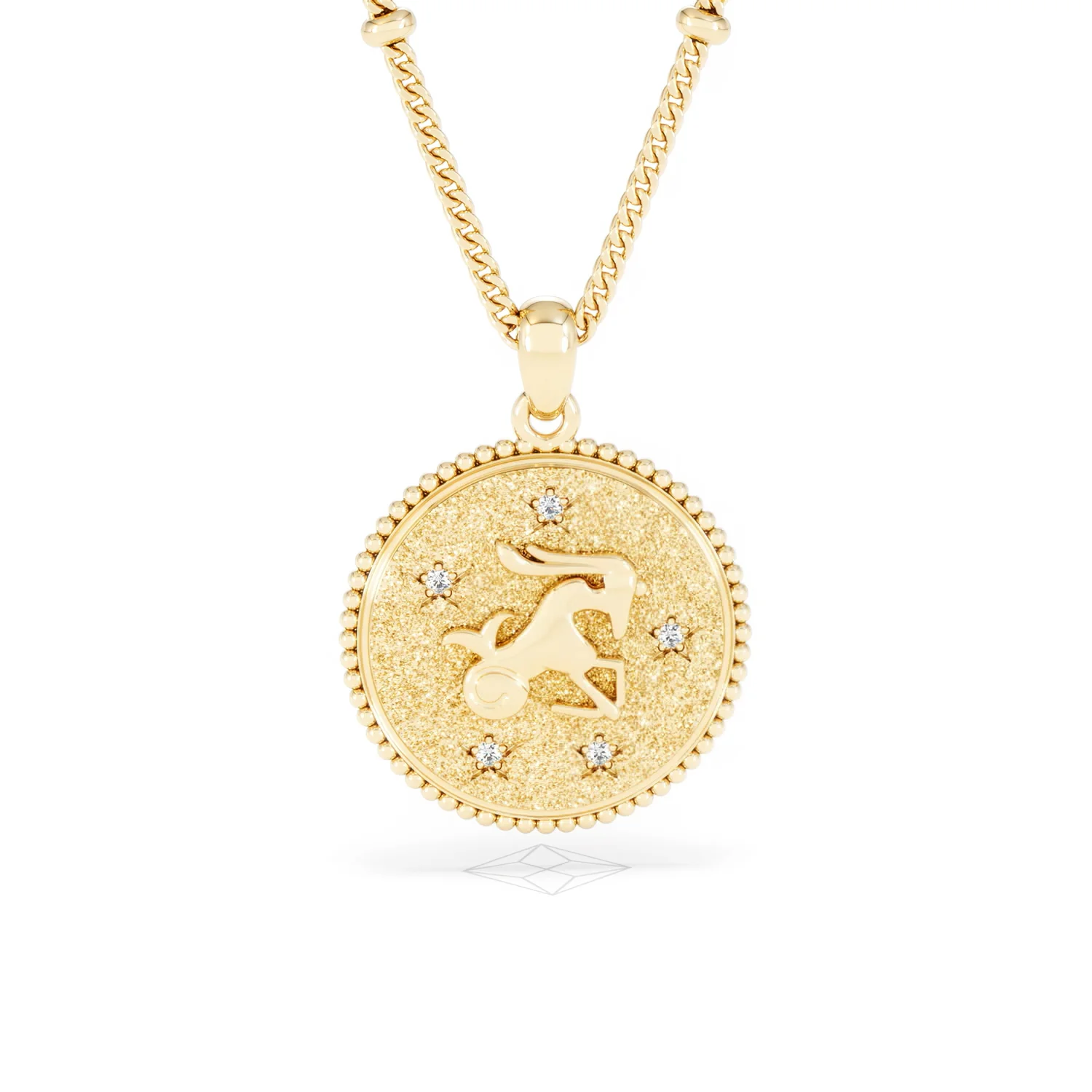 Zodiac Capricorn Necklace Medallion Lab Grown 0.02ct in 18K Gold Vermeil - Image 10