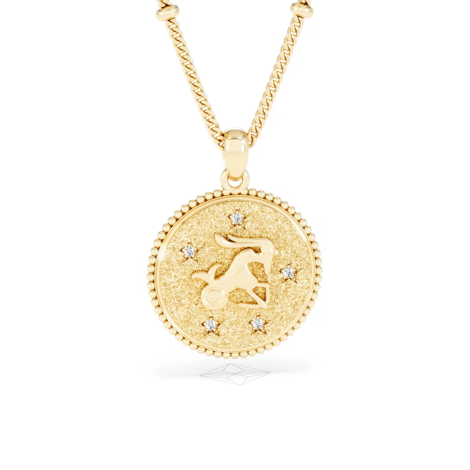 Zodiac Capricorn Necklace Medallion Lab Grown 0.02ct in 18K Gold Vermeil - Image 11