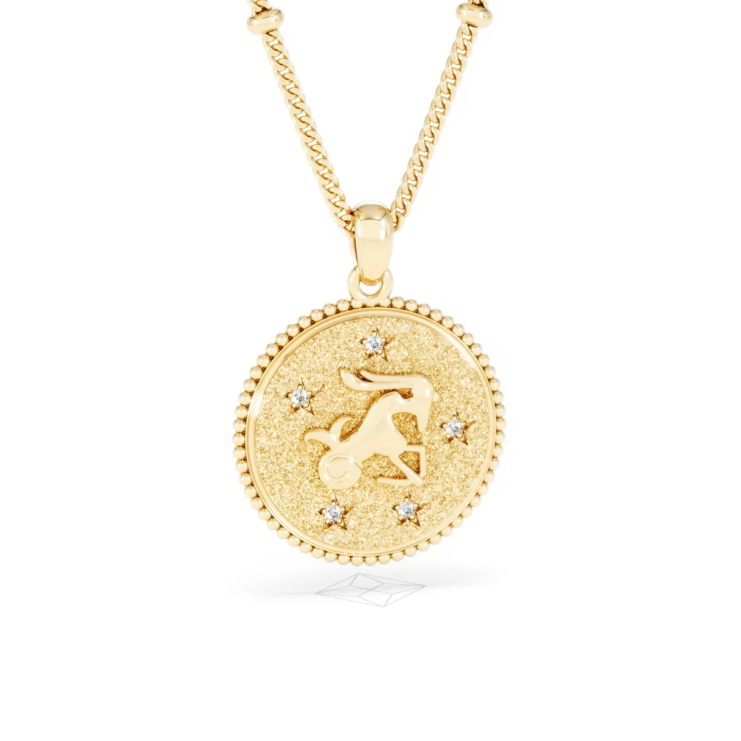 Zodiac Capricorn Necklace Medallion Lab Grown 0.02ct in 18K Gold Vermeil - Image 12