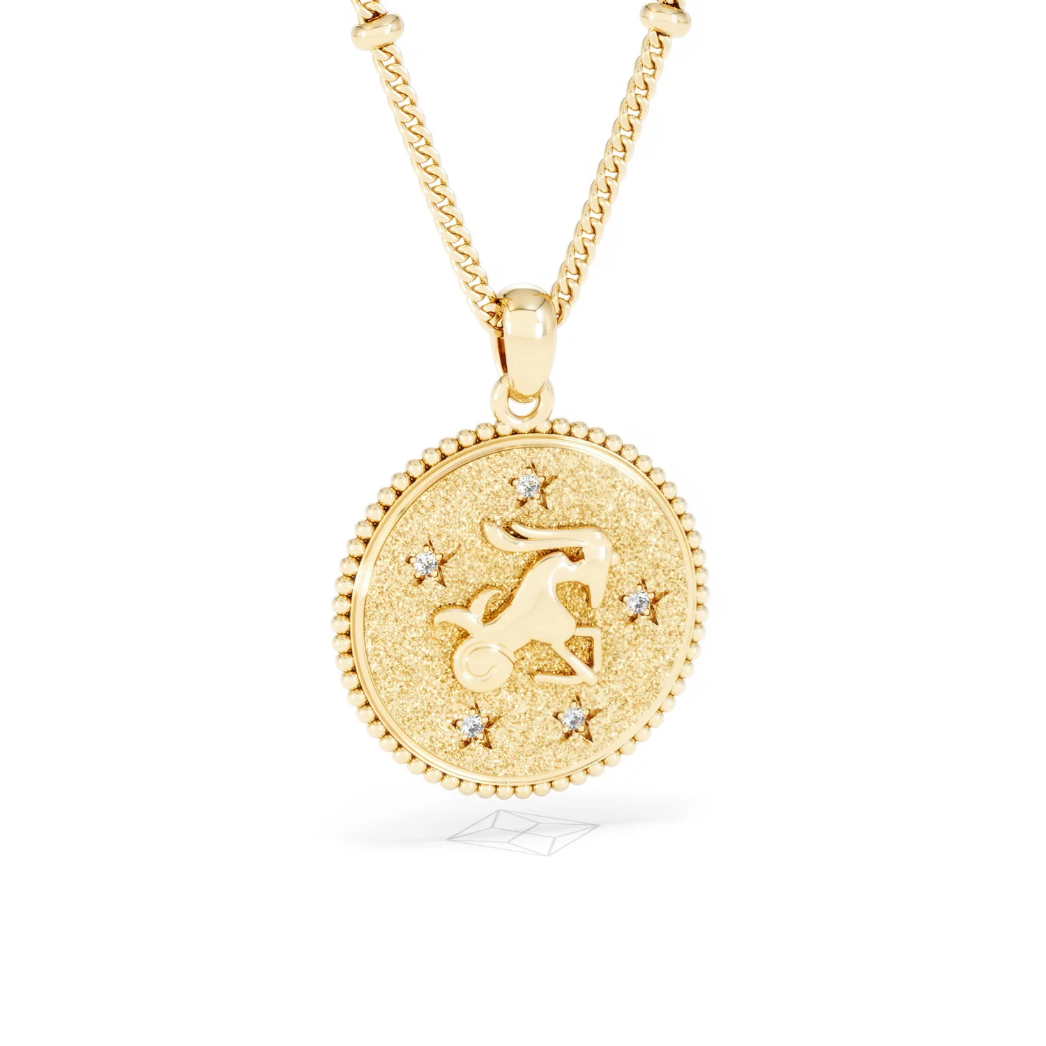 Zodiac Capricorn Necklace Medallion Lab Grown 0.02ct in 18K Gold Vermeil - Image 13