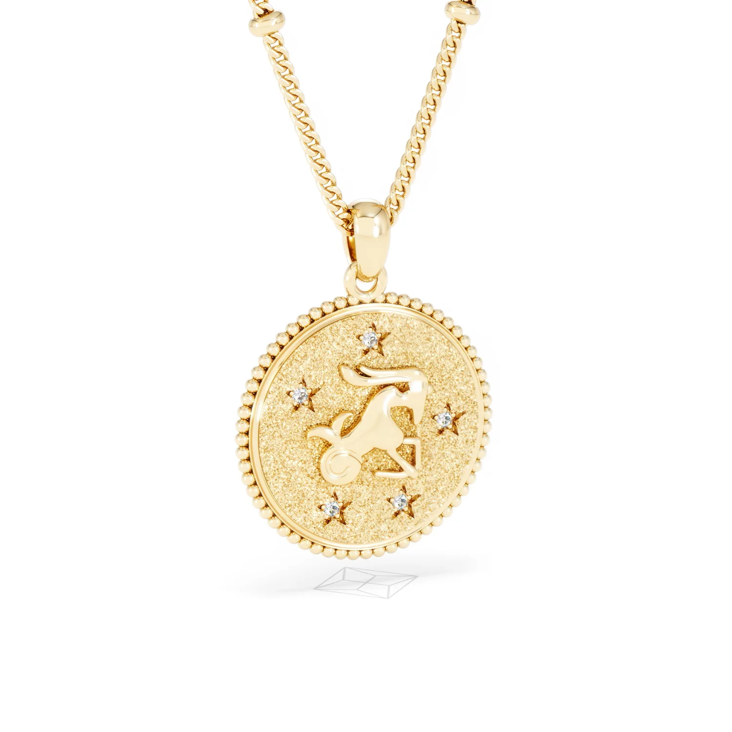 Zodiac Capricorn Necklace Medallion Lab Grown 0.02ct in 18K Gold Vermeil - Image 14